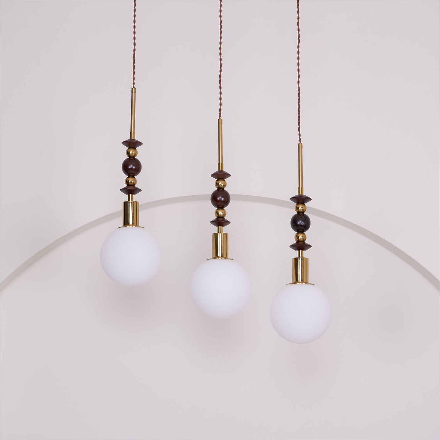 Norn Suspension Verre Perles en Bois