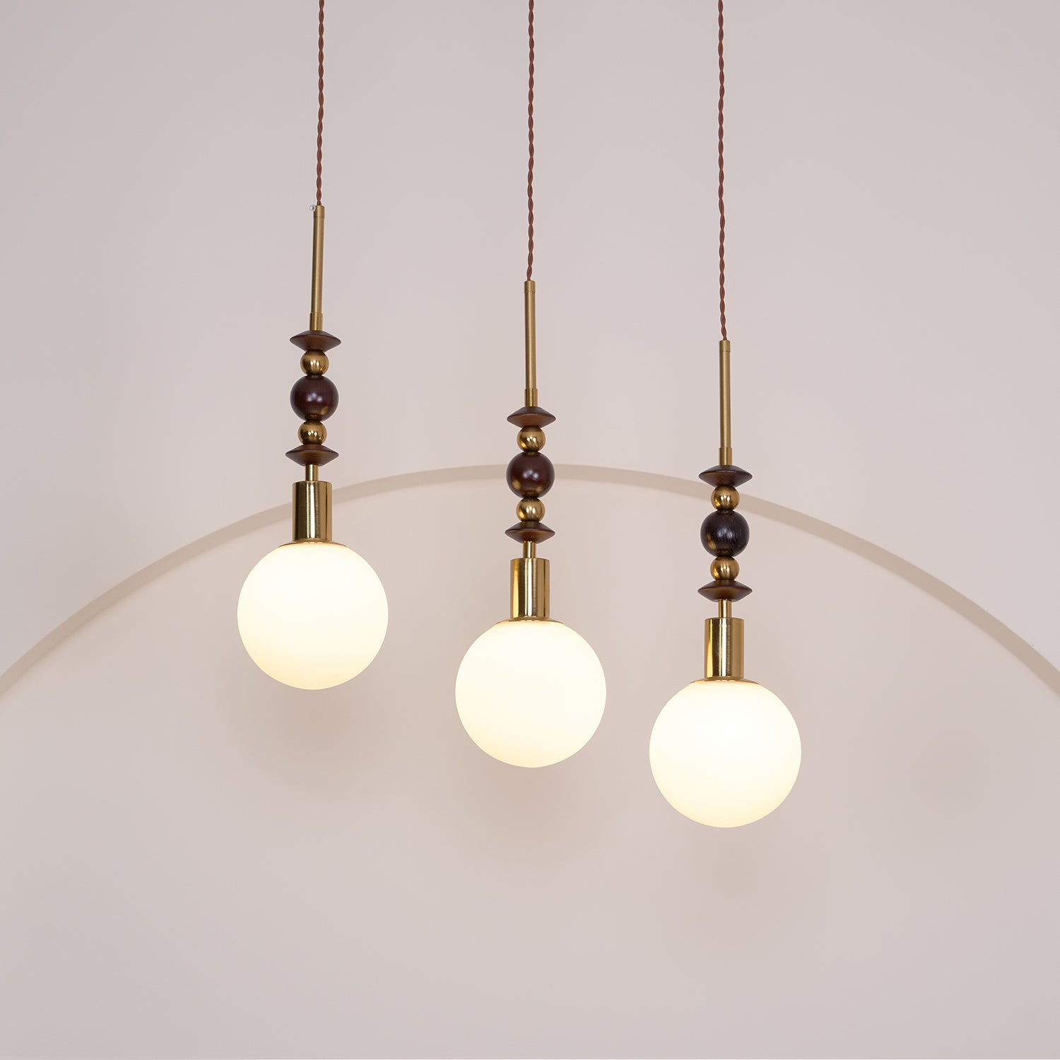 Norn Suspension Verre Perles en Bois