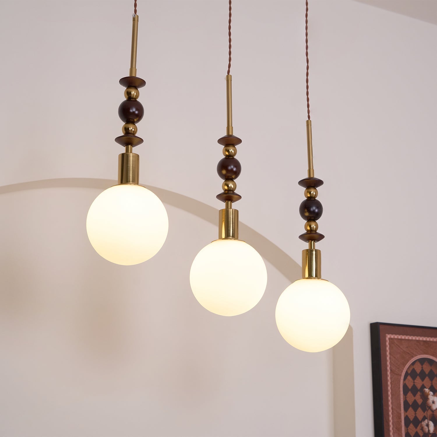Norn Suspension Verre Perles en Bois