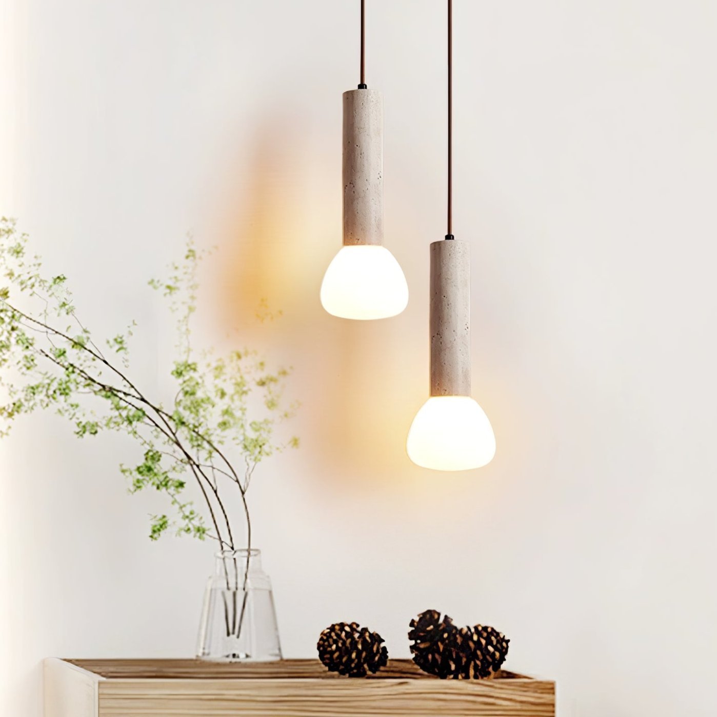 Cicaris Lampe Suspendue Minimaliste en Travertin