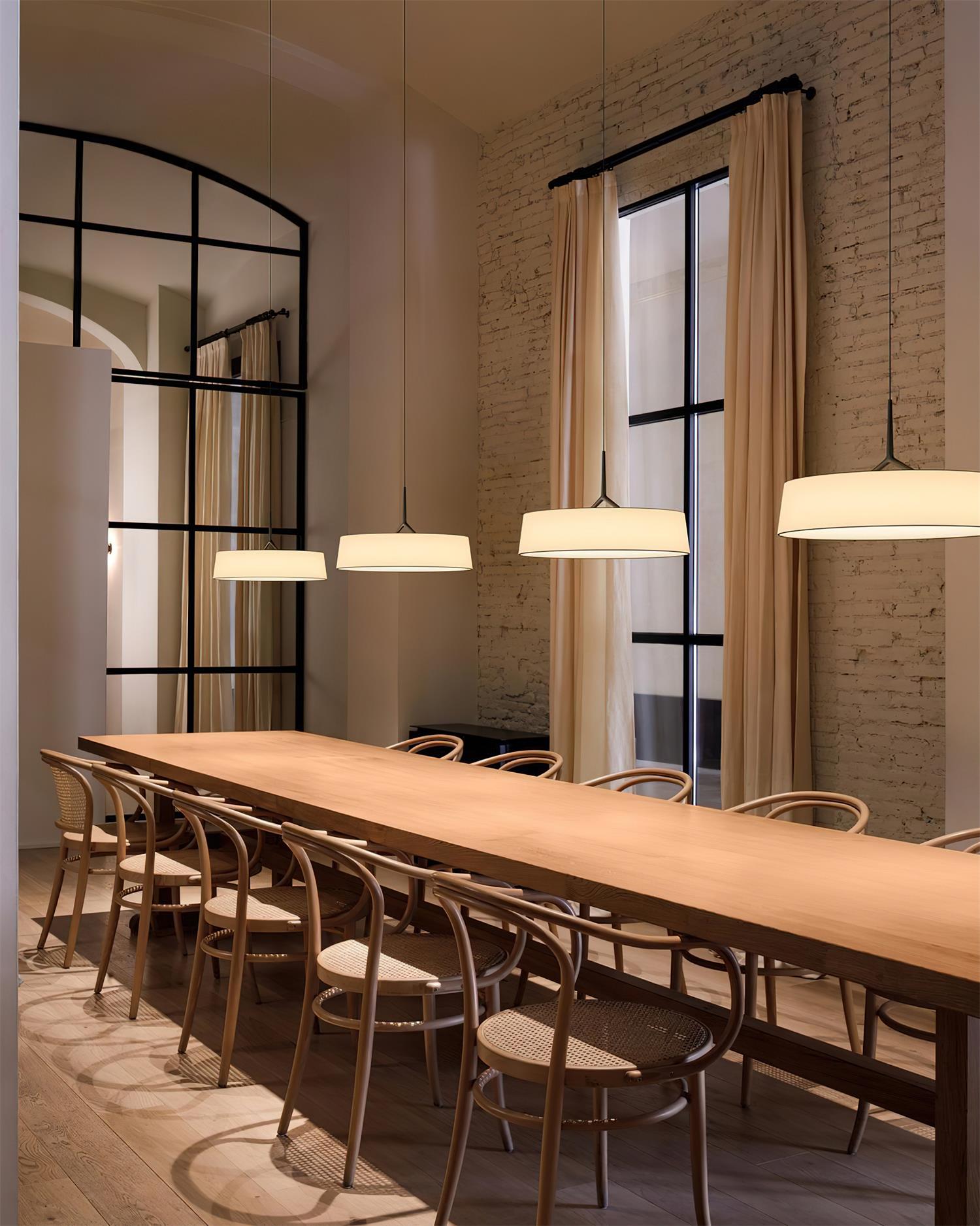 Virelli Suspension Abat-jour en Tissu Blanc Tambour Tige Noire Élégante Moderne