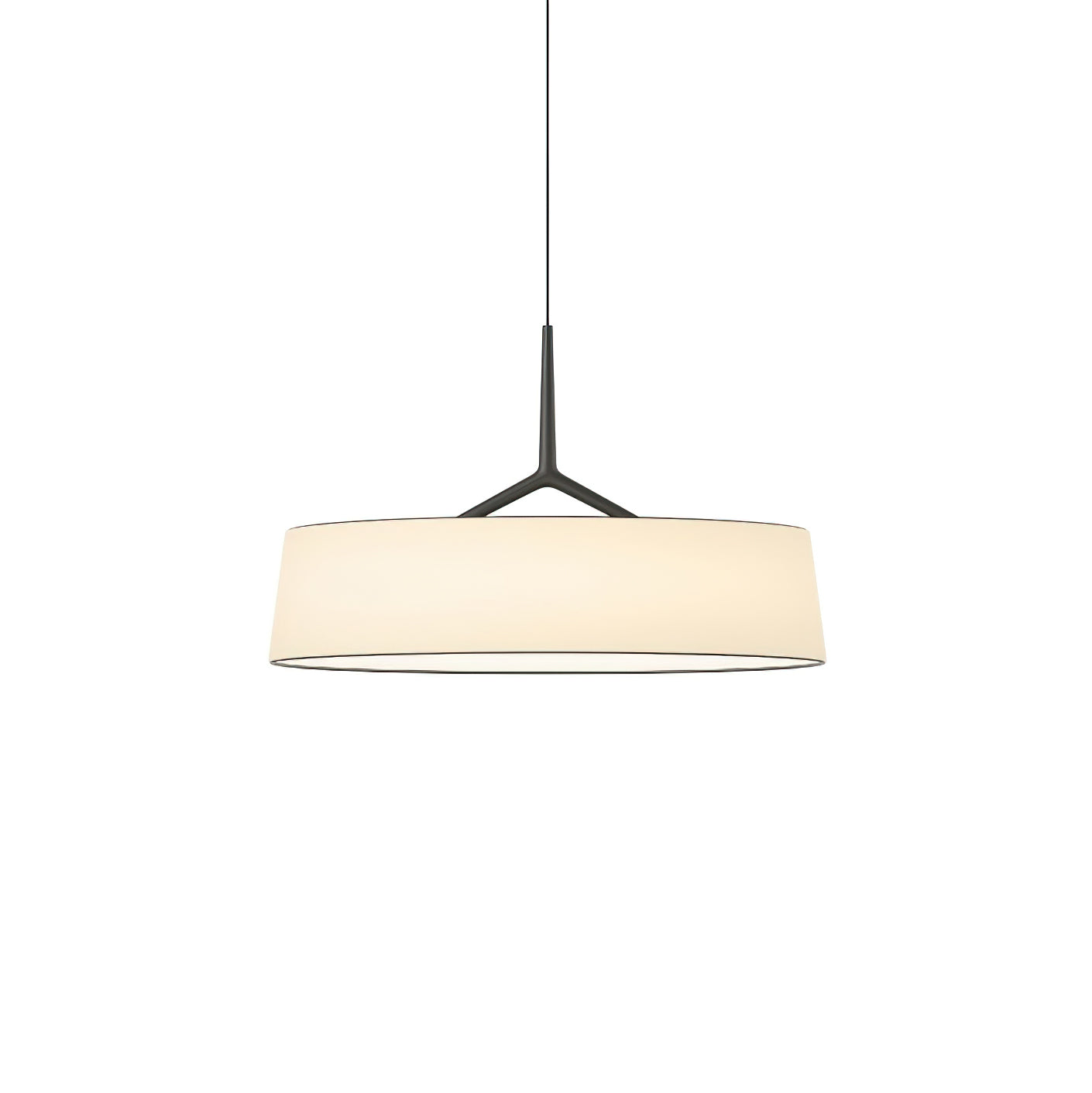 Virelli Suspension Abat-jour en Tissu Blanc Tambour Tige Noire Élégante Moderne