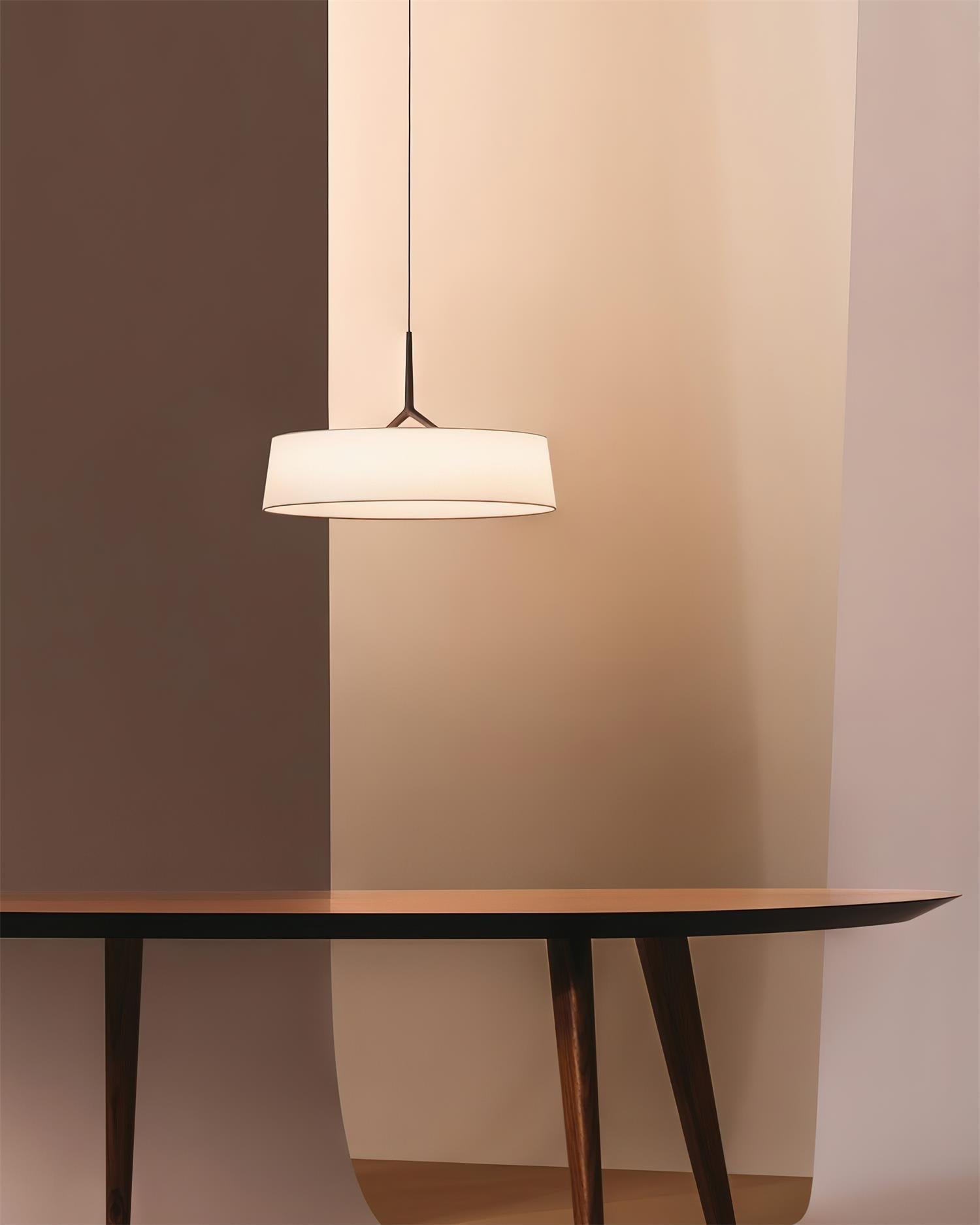 Virelli Suspension Abat-jour en Tissu Blanc Tambour Tige Noire Élégante Moderne