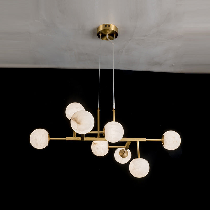 Zovenel Lustre Laiton Albâtre Art Nordique Premium
