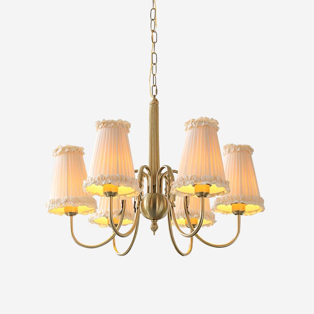 Faylin Lustre Vintage en Laiton avec Abat-jours Plissés