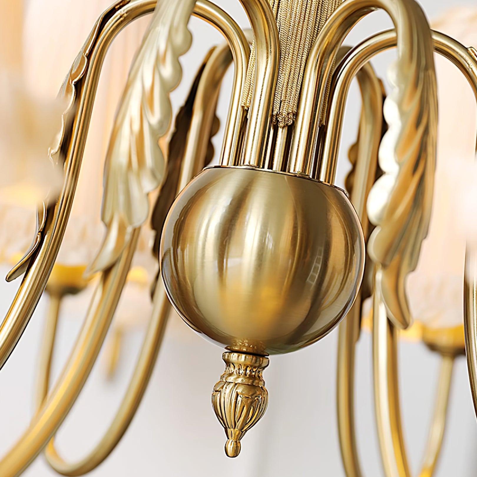 Faylin Lustre Vintage en Laiton avec Abat-jours Plissés