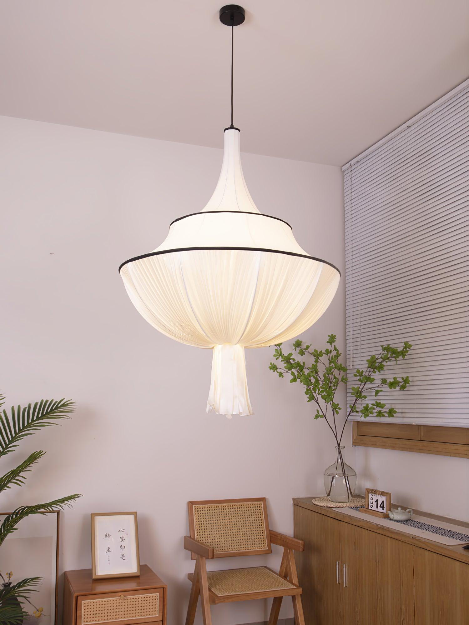 Meduse Lampe Suspendue Tissu Plissé Superposé
