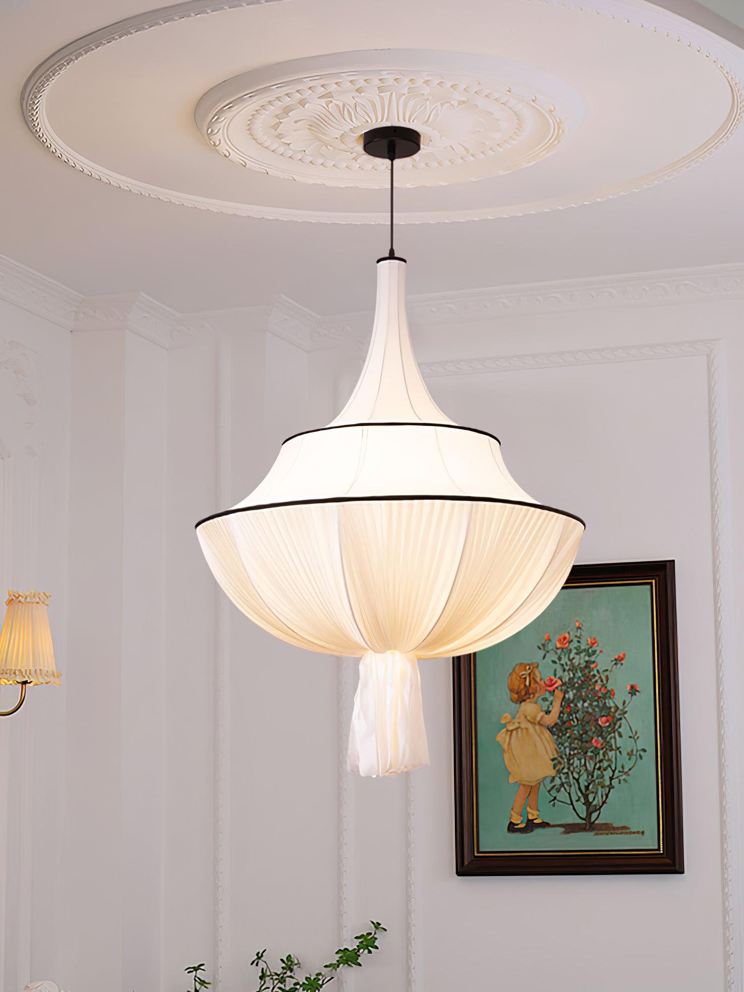 Meduse Lampe Suspendue Tissu Plissé Superposé