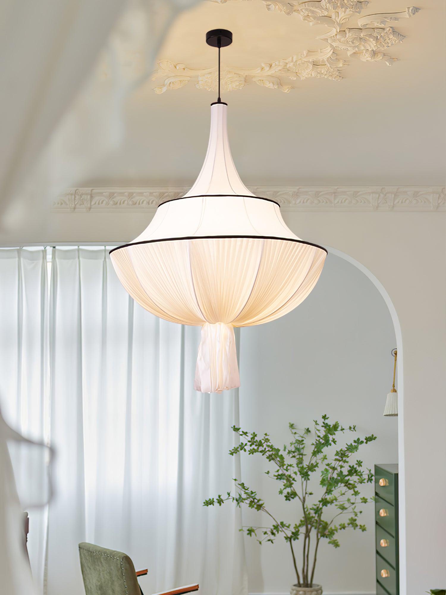 Meduse Lampe Suspendue Tissu Plissé Superposé