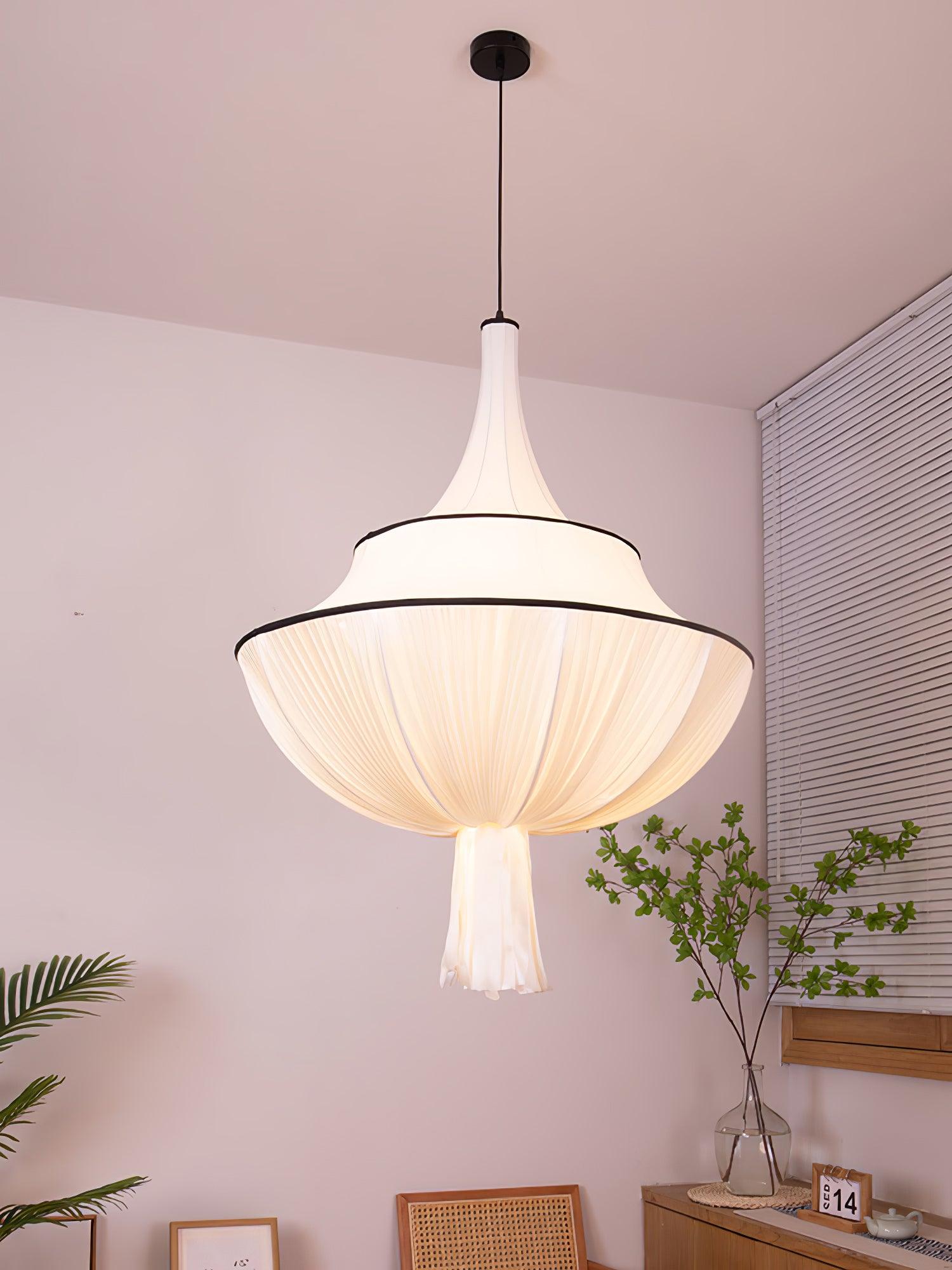 Meduse Lampe Suspendue Tissu Plissé Superposé