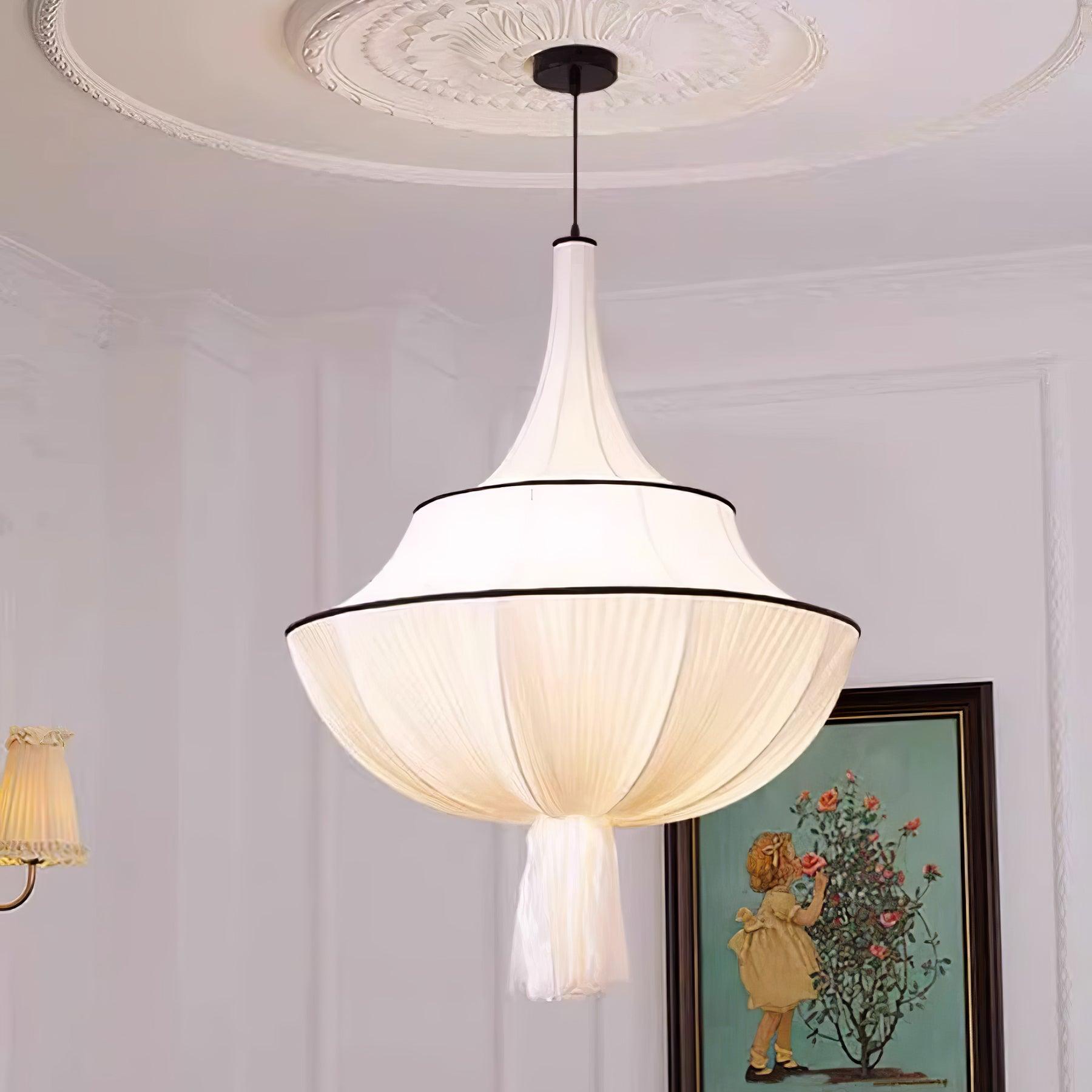 Meduse Lampe Suspendue Tissu Plissé Superposé