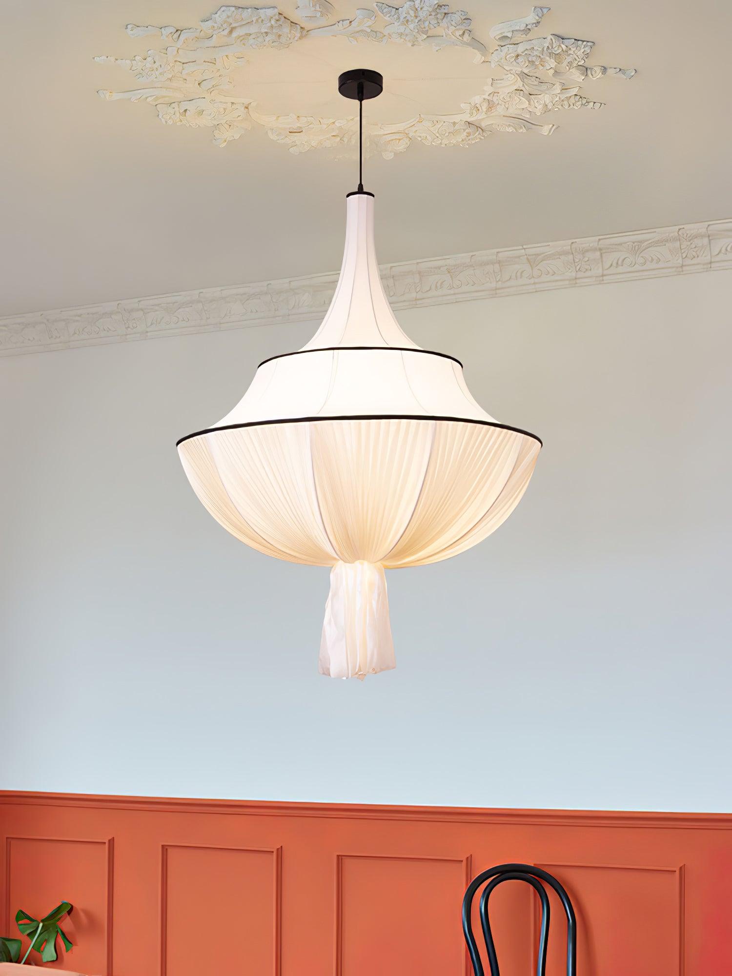 Meduse Lampe Suspendue Tissu Plissé Superposé