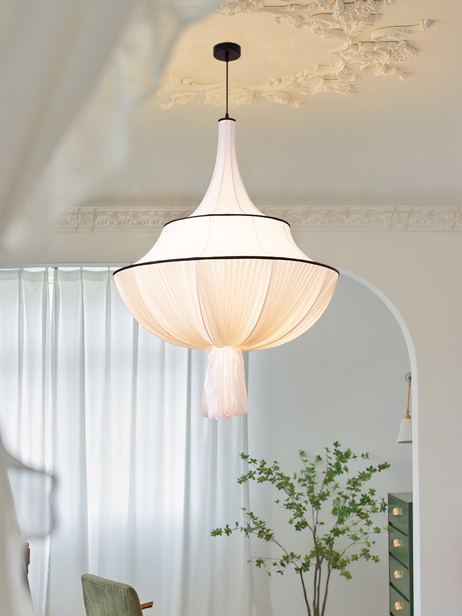 Meduse Lampe Suspendue Tissu Plissé Superposé