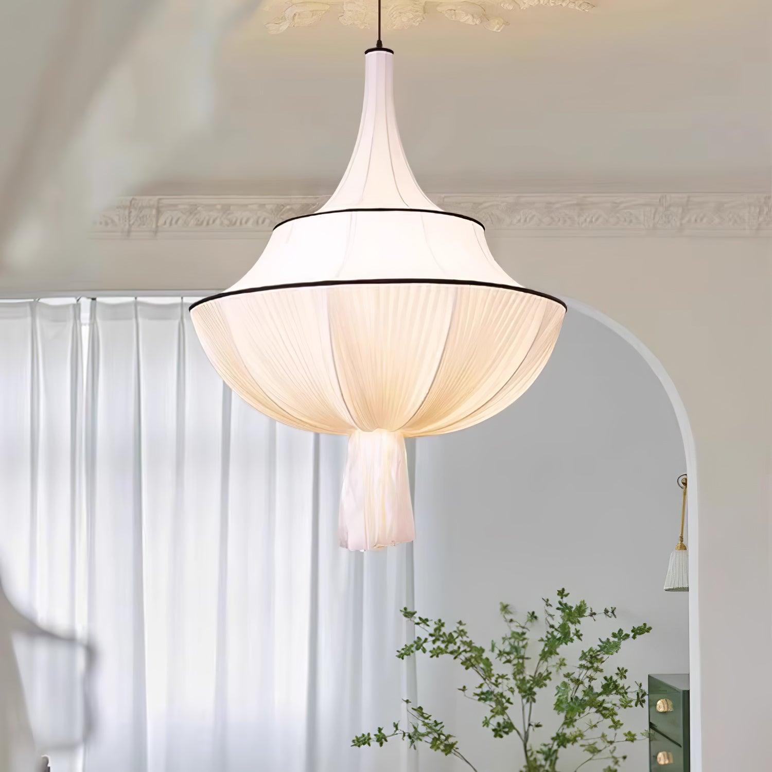 Meduse Lampe Suspendue Tissu Plissé Superposé