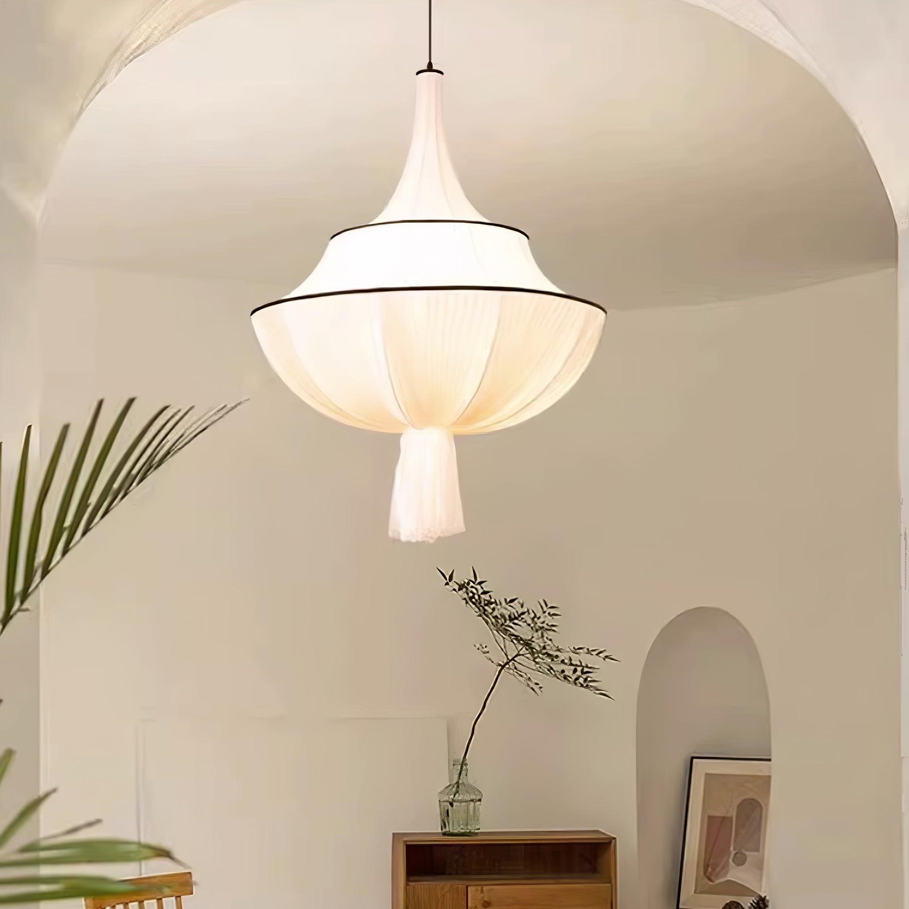 Meduse Lampe Suspendue Tissu Plissé Superposé
