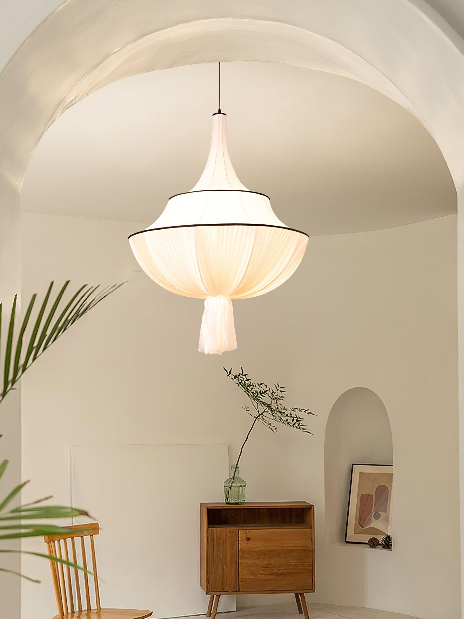 Meduse Lampe Suspendue Tissu Plissé Superposé