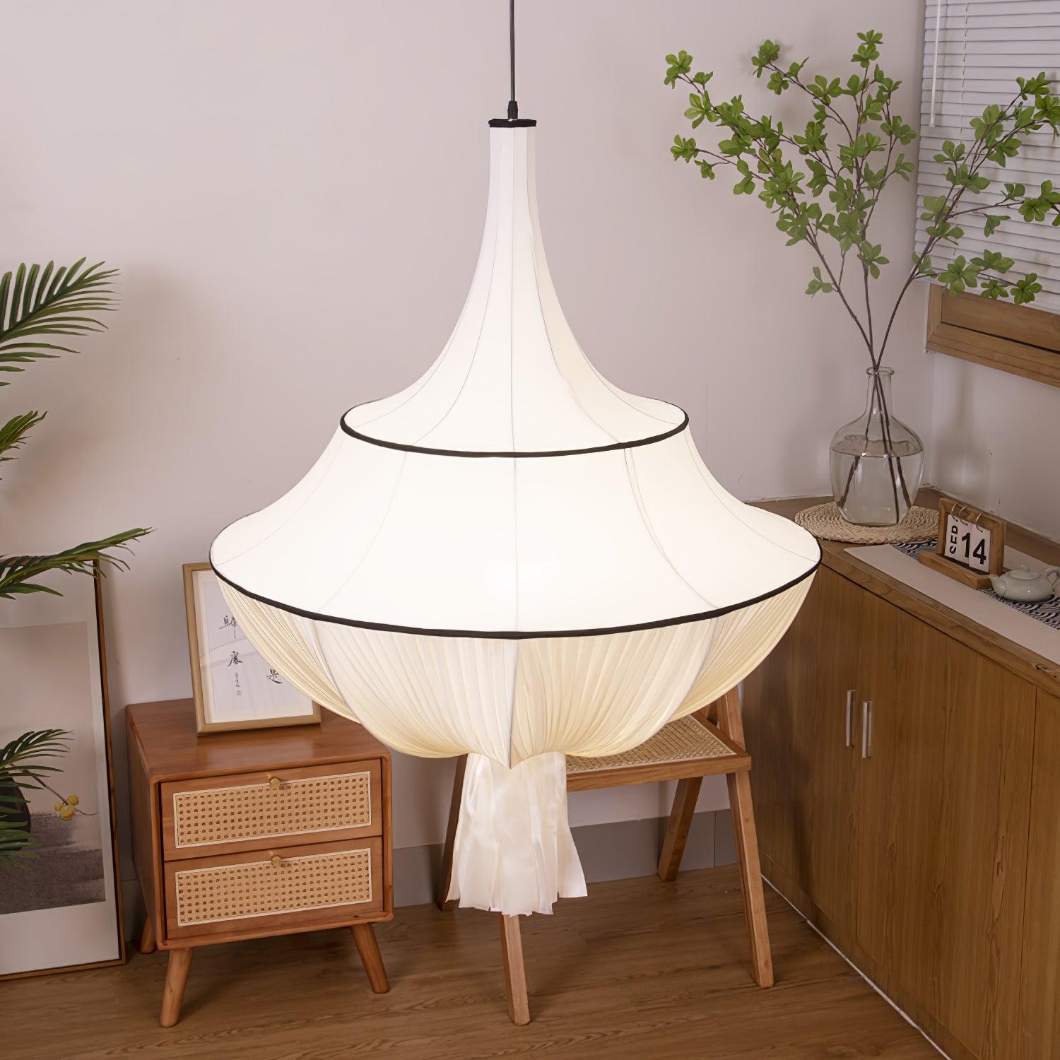 Meduse Lampe Suspendue Tissu Plissé Superposé