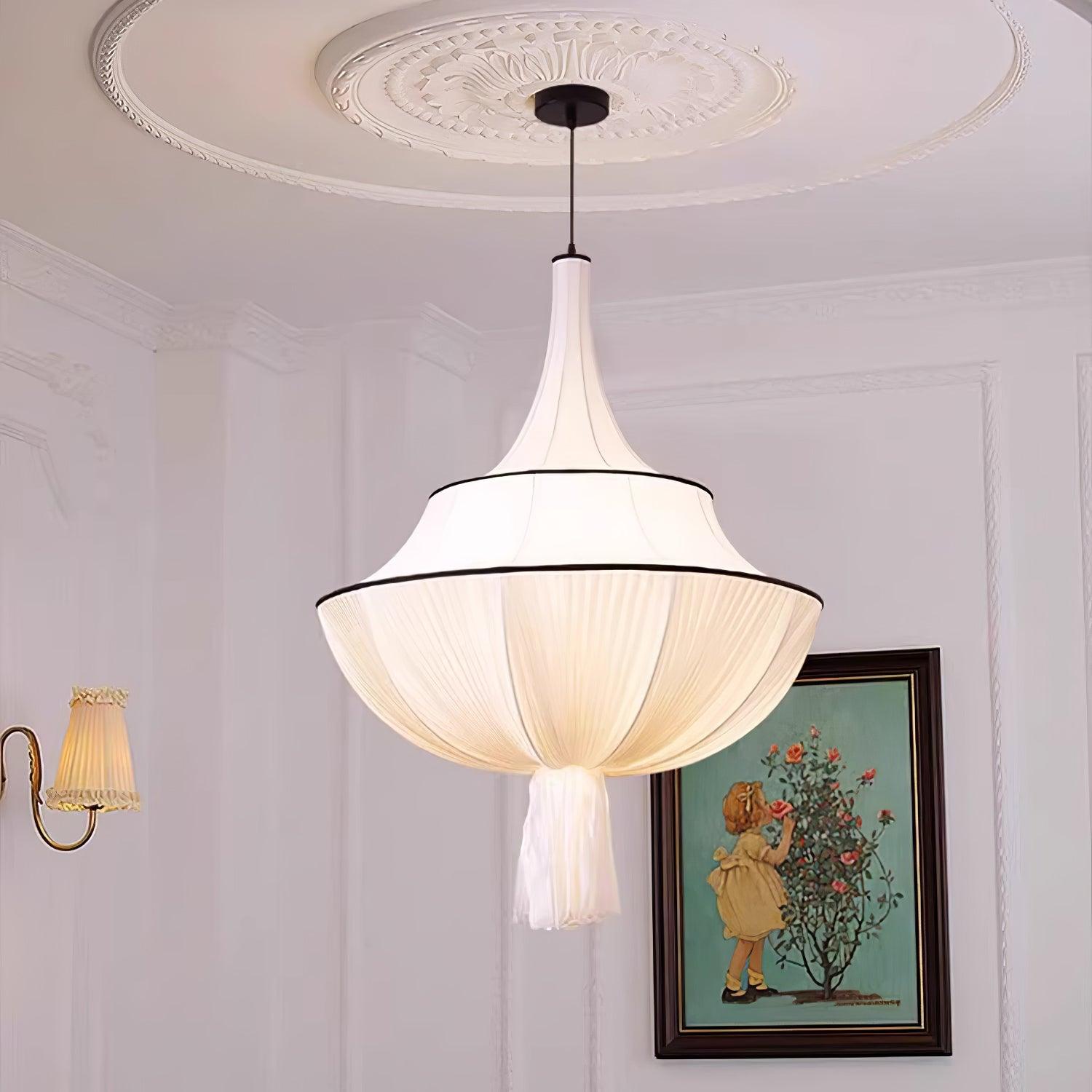 Meduse Lampe Suspendue Tissu Plissé Superposé
