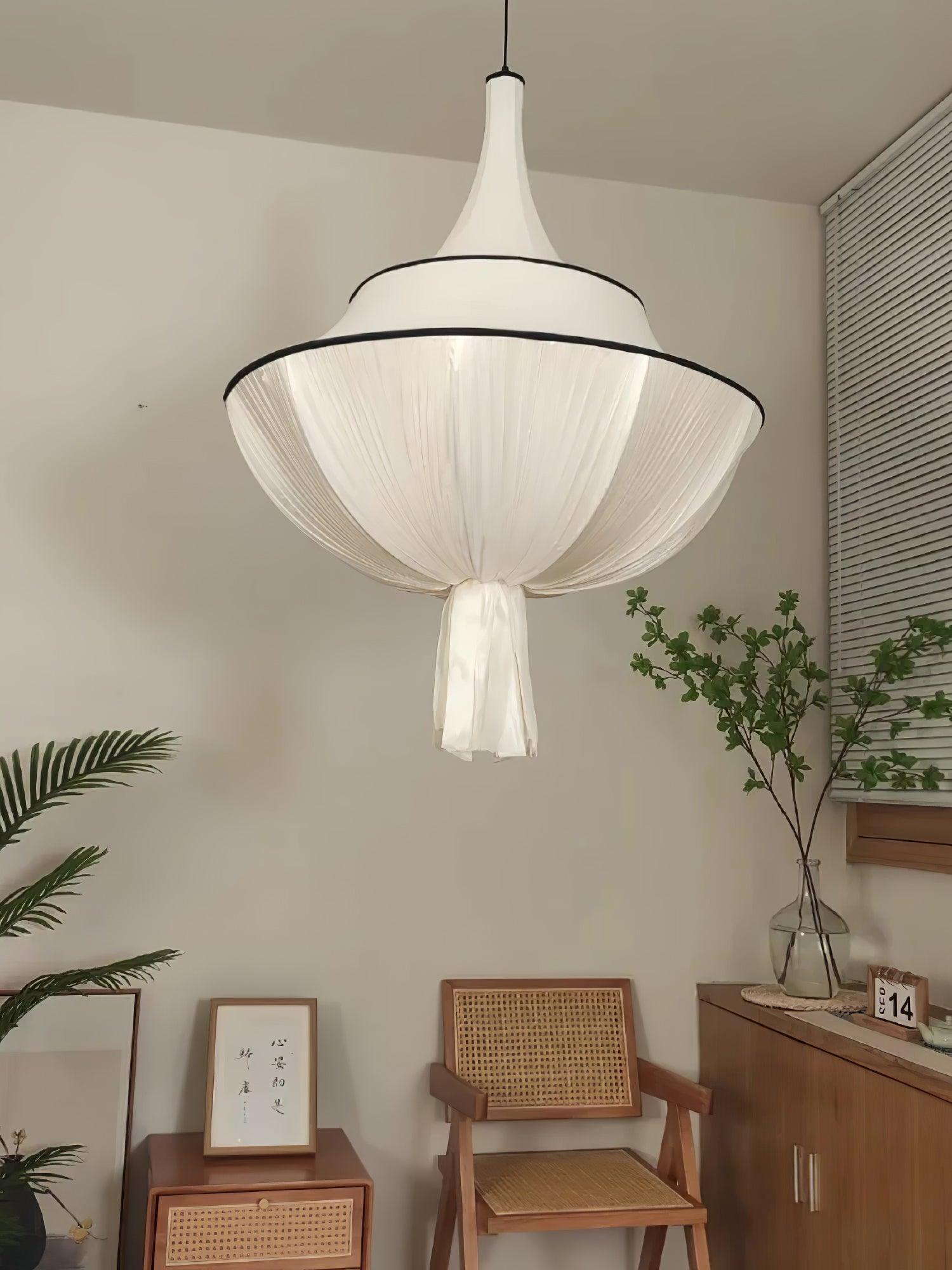 Meduse Lampe Suspendue Tissu Plissé Superposé