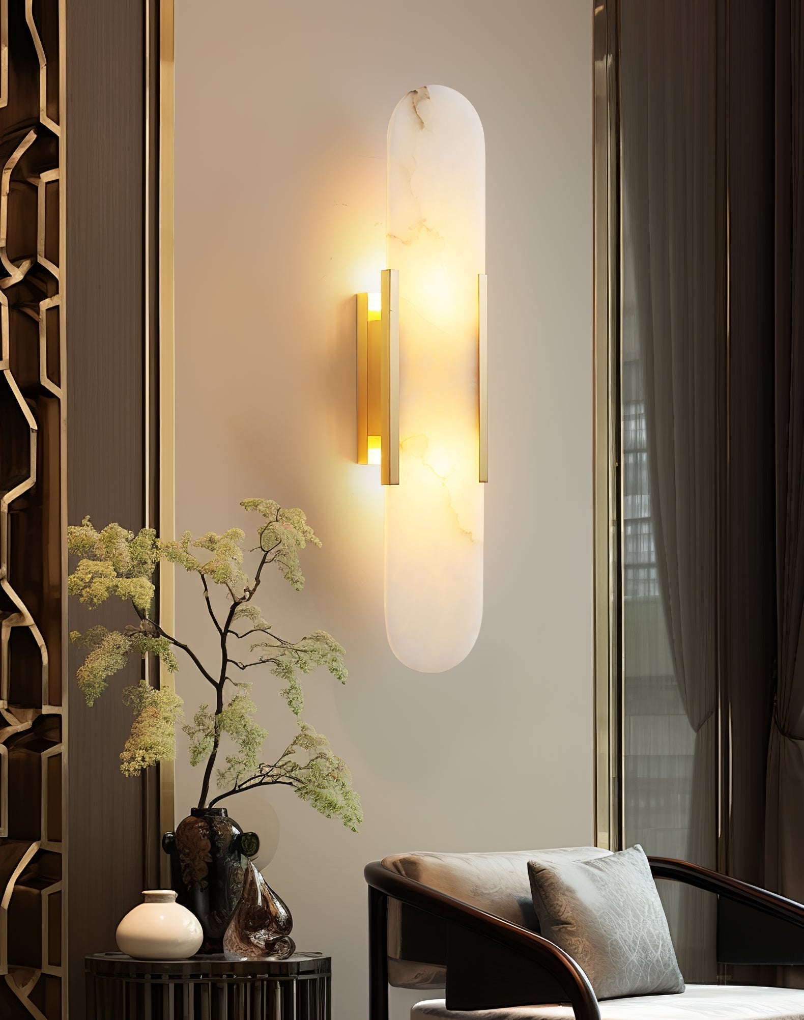 Corvina Oblong Alabaster Wall Light