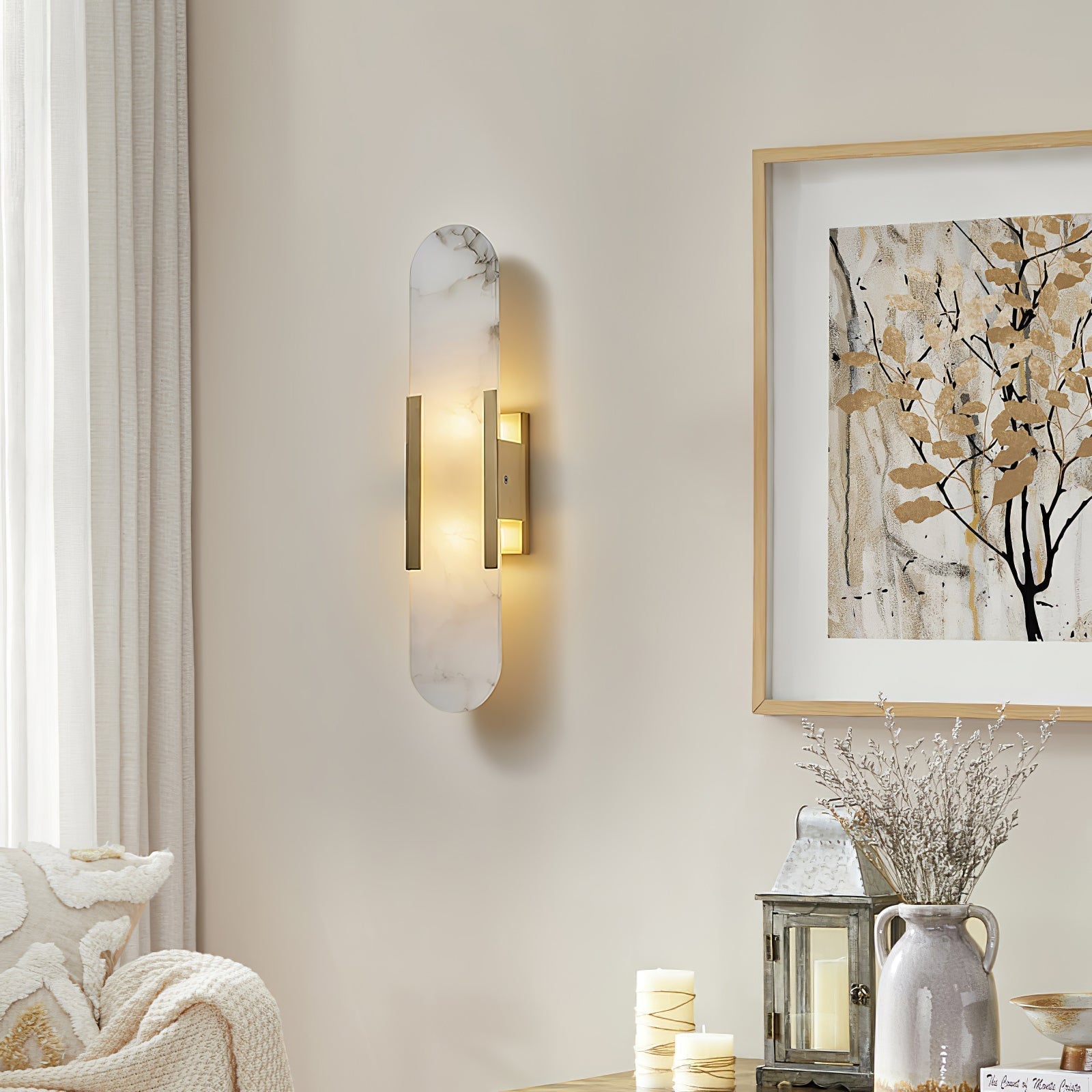 Olraeia Applique Murale Double en Albâtre