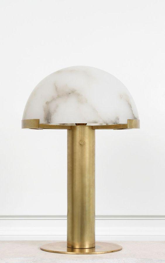 Ibera Lampe de Table en Albâtre et Métal