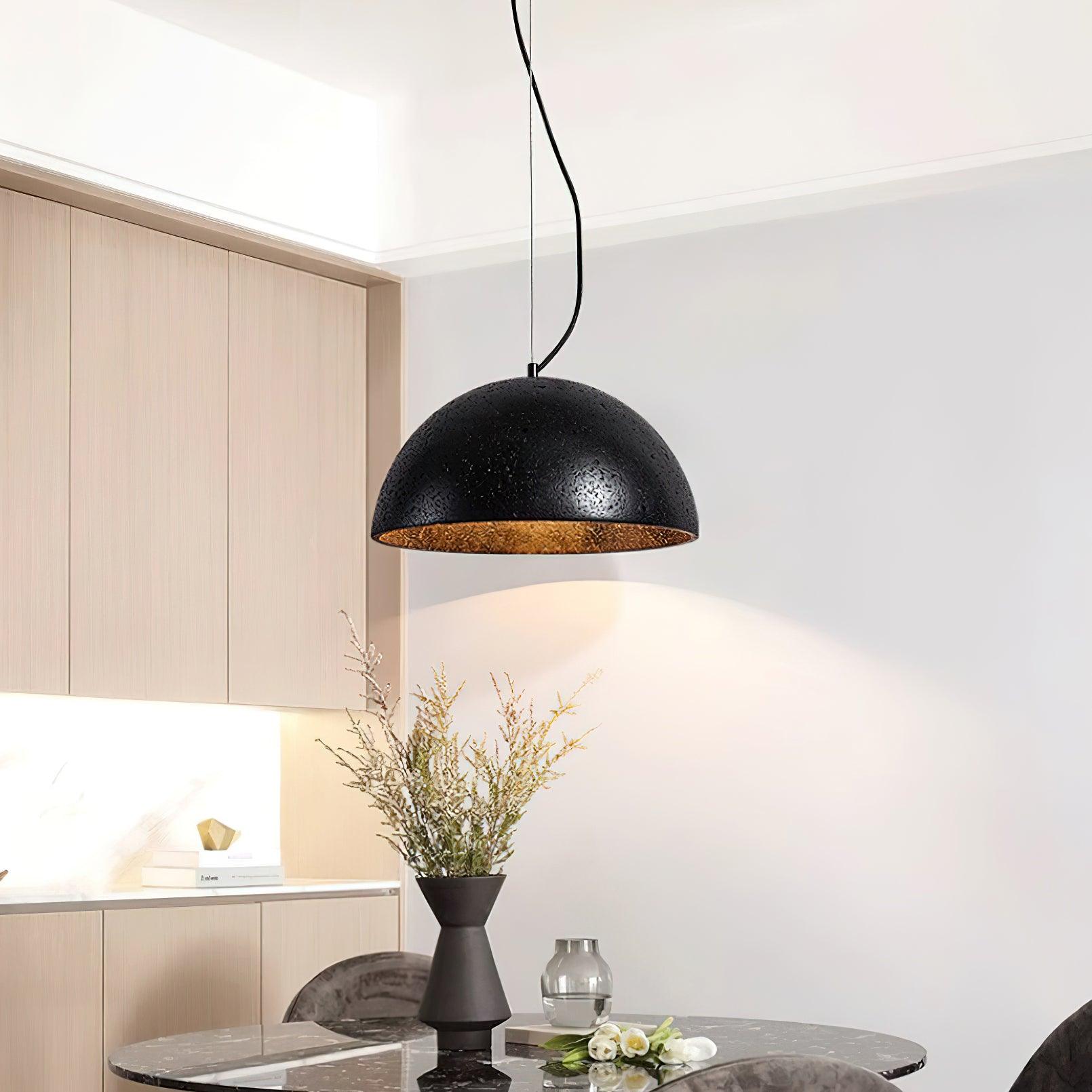 Virelli Suspension Abat-jour Dôme Travertin Chic Industriel Lueur Douce