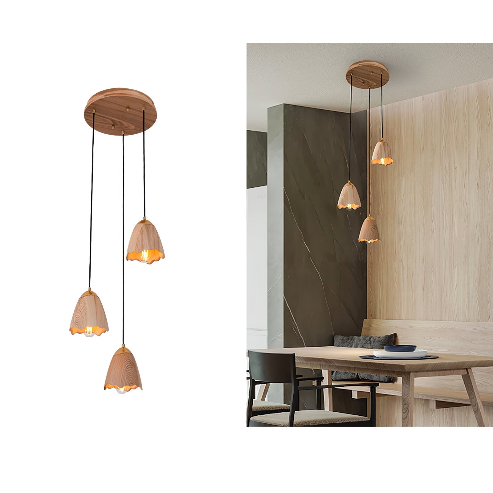 Ilvenel Suspension Moderne Minimaliste en Bois