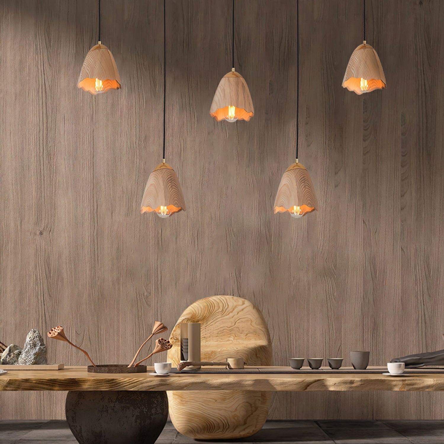 Ilvenel Suspension Moderne Minimaliste en Bois