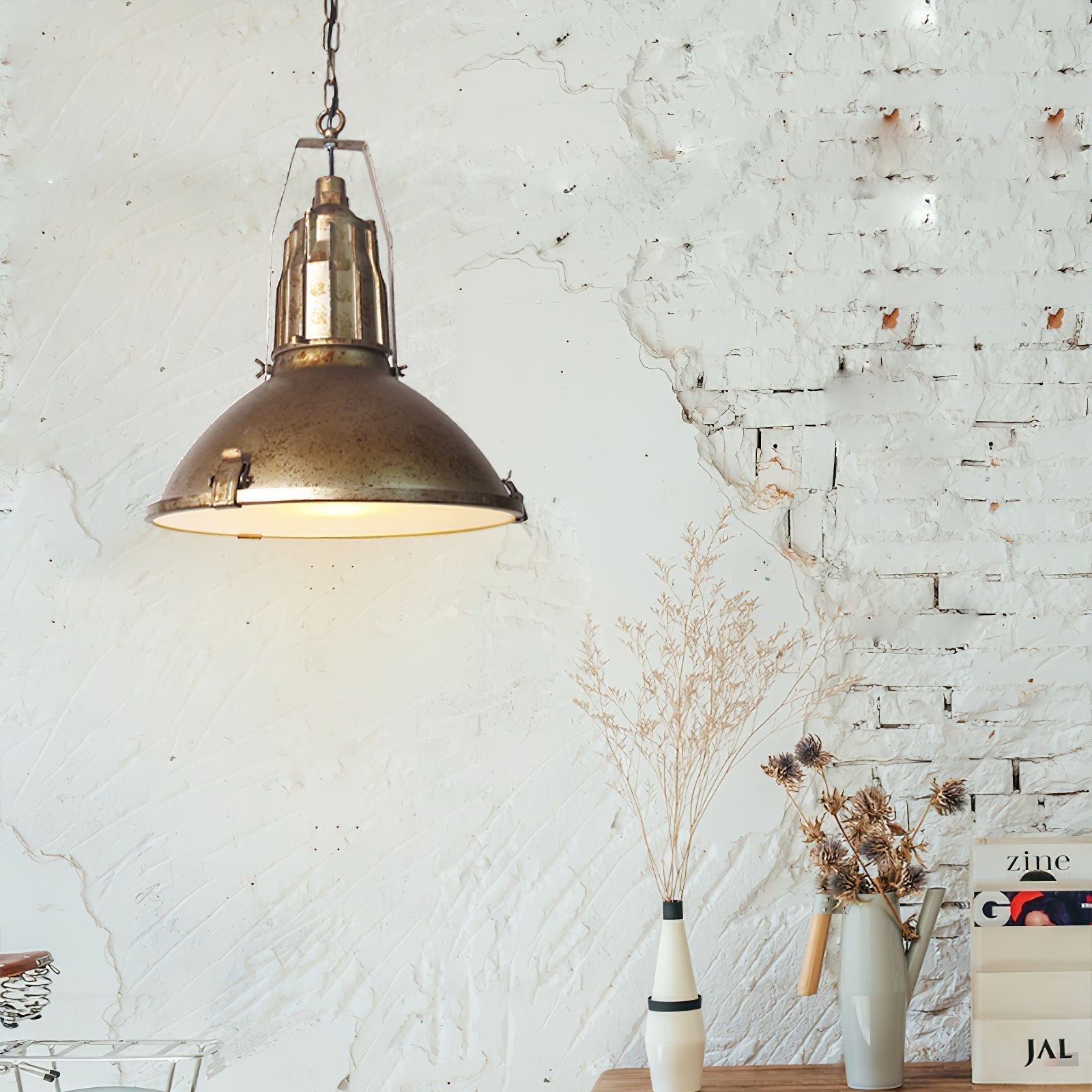 Coshae Suspension Métal Verre Industriel Vintage