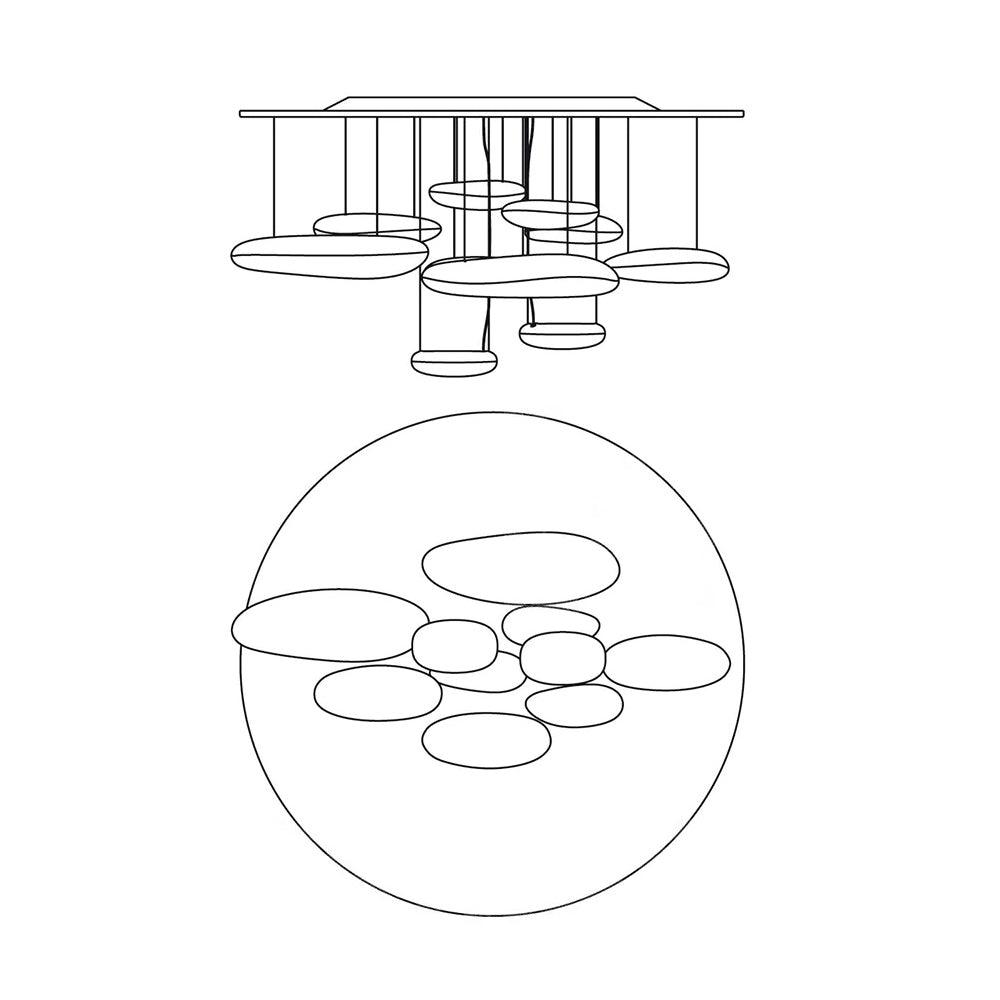 Lustra Plafonnier en Aluminium Galet