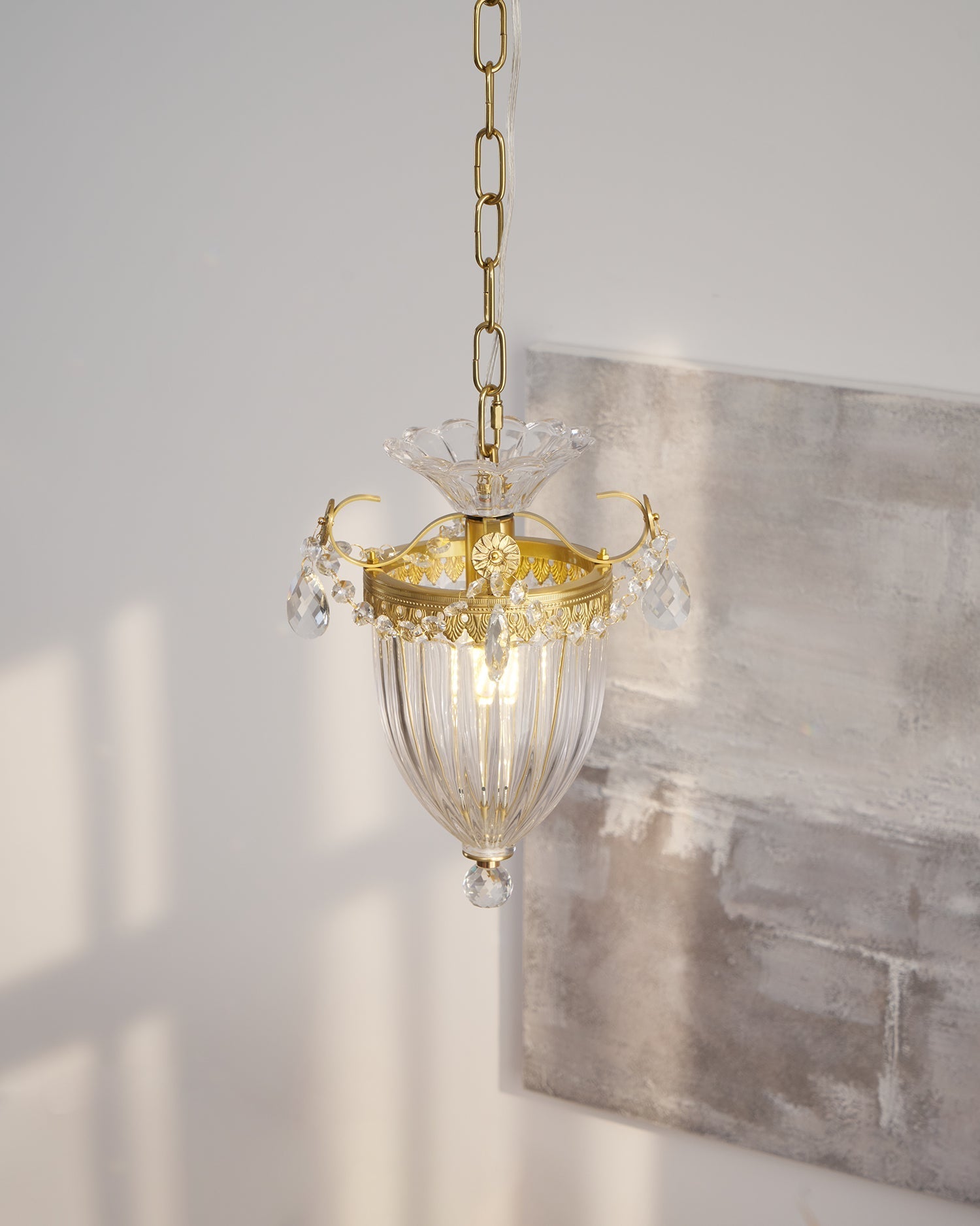 Suspension Glamour Vintage Gouttes de Cristal Accent Table à Manger