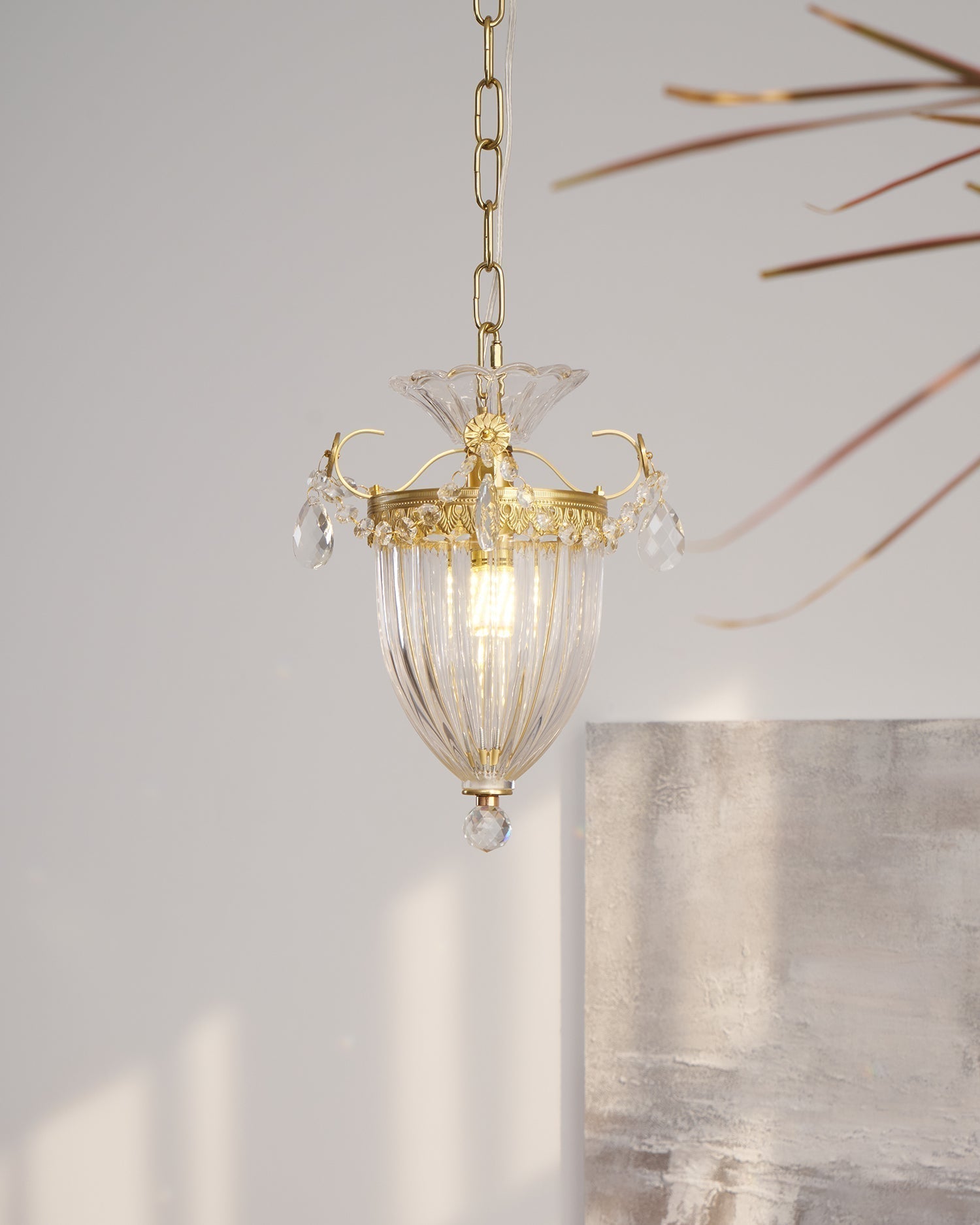 Suspension Glamour Vintage Gouttes de Cristal Accent Table à Manger
