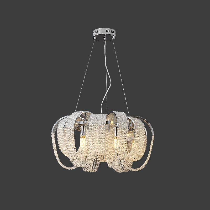 Lustra Lustre Maille Cristal Doré Cascade Scintillante