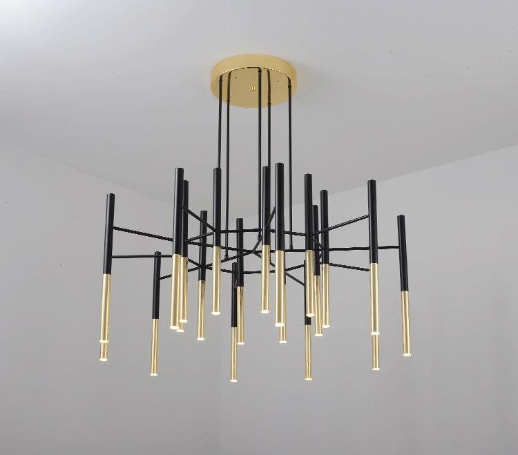 Solara Lustre Moderne Tiges Noir Or