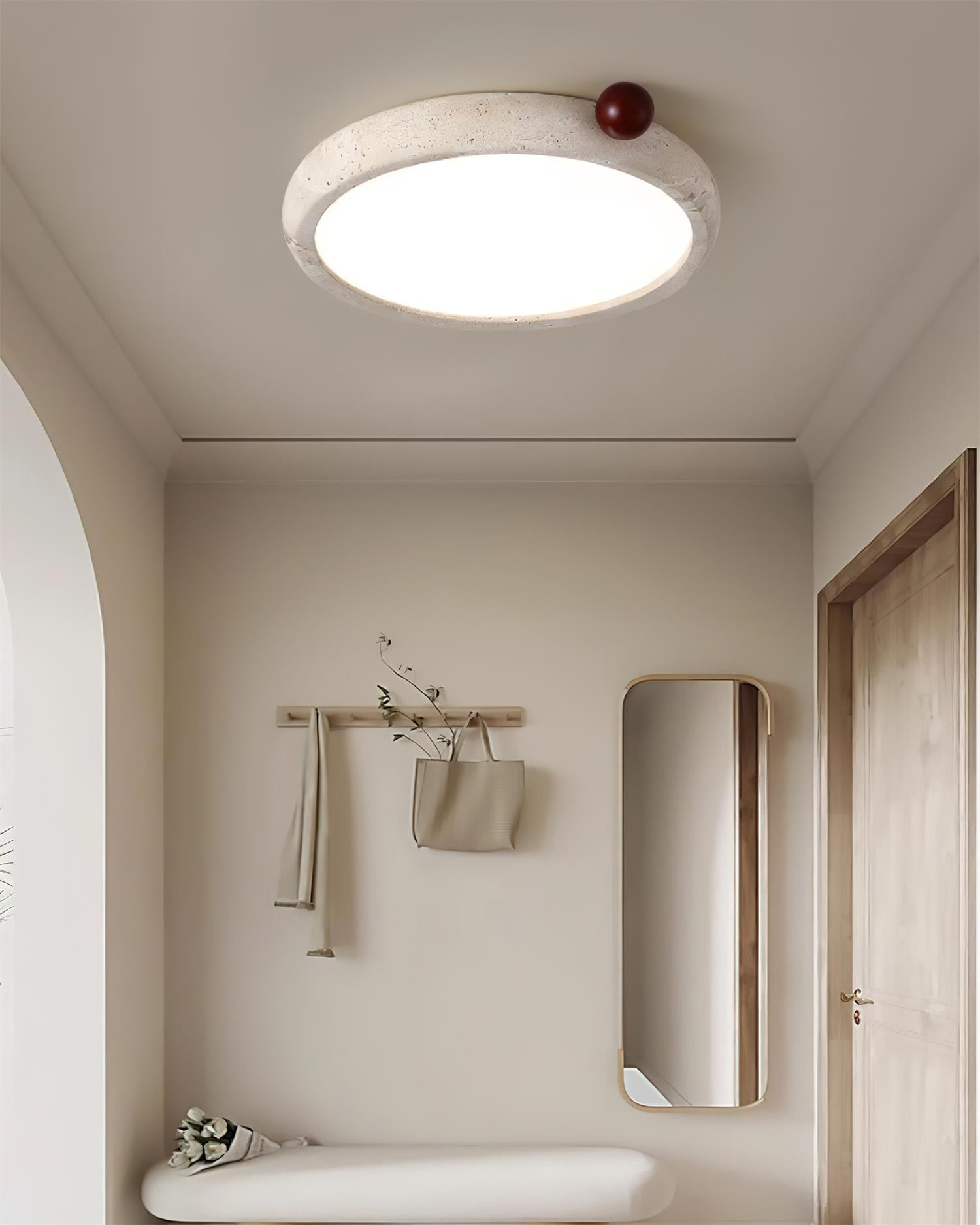Ritta Plafonnier Rond Travertin Mignon