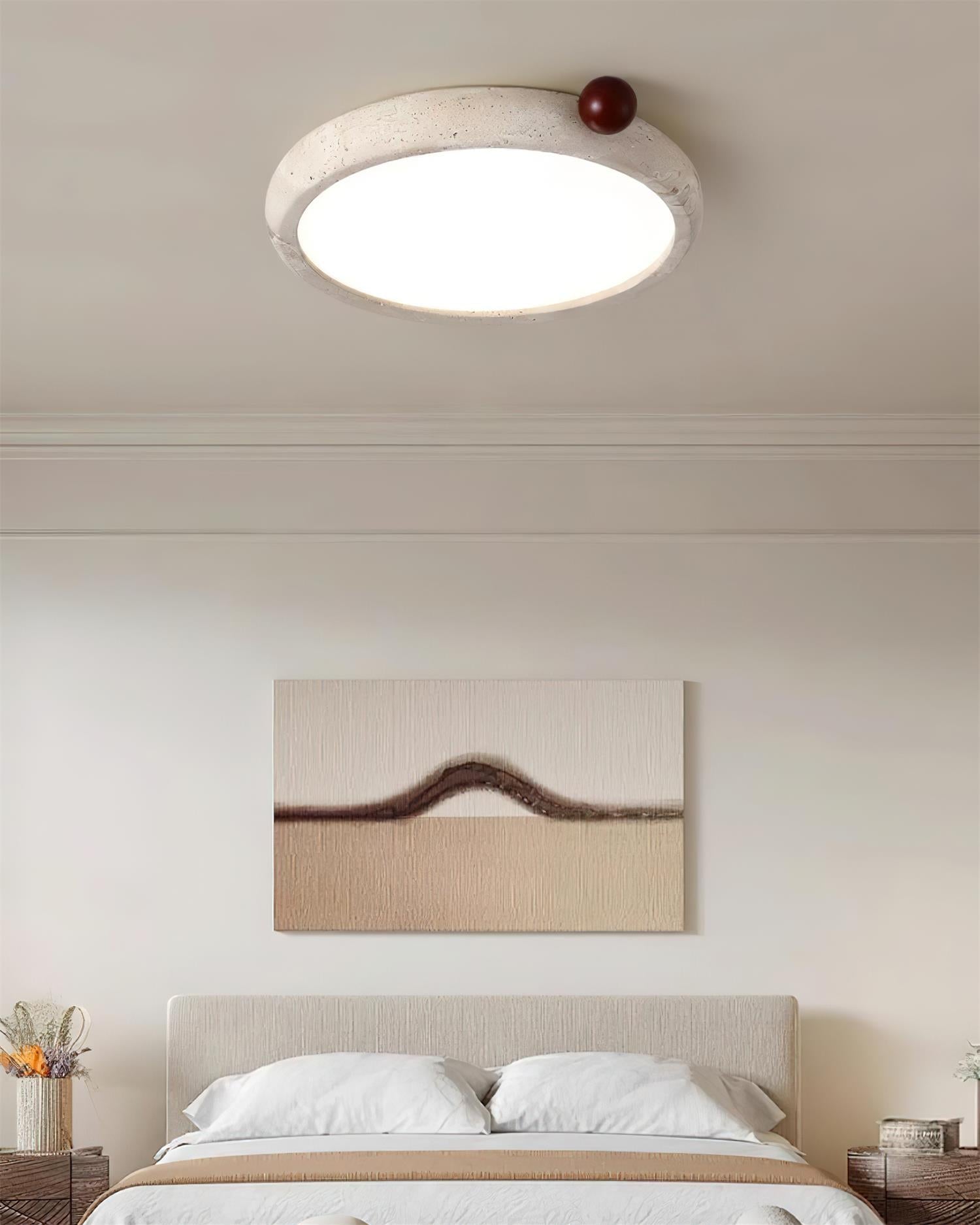 Ritta Plafonnier Rond Travertin Mignon