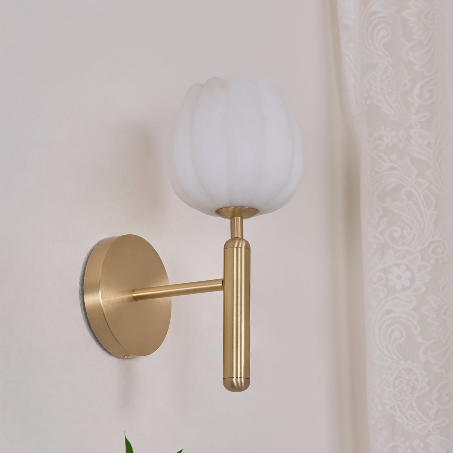 Eurzorion Applique Murale en Albâtre Floral Laiton