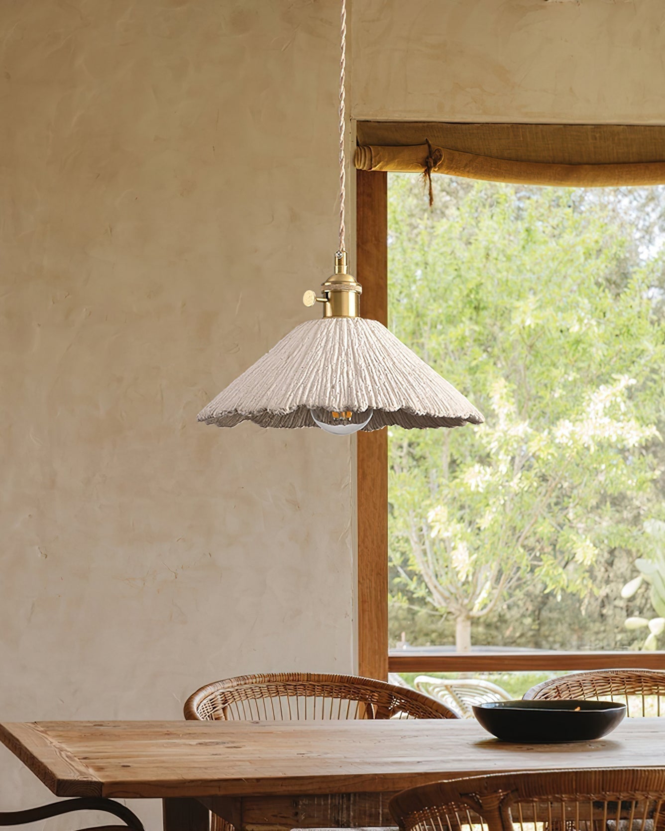 Microcement Lampe suspendue avec abat-jour en tissu réglable