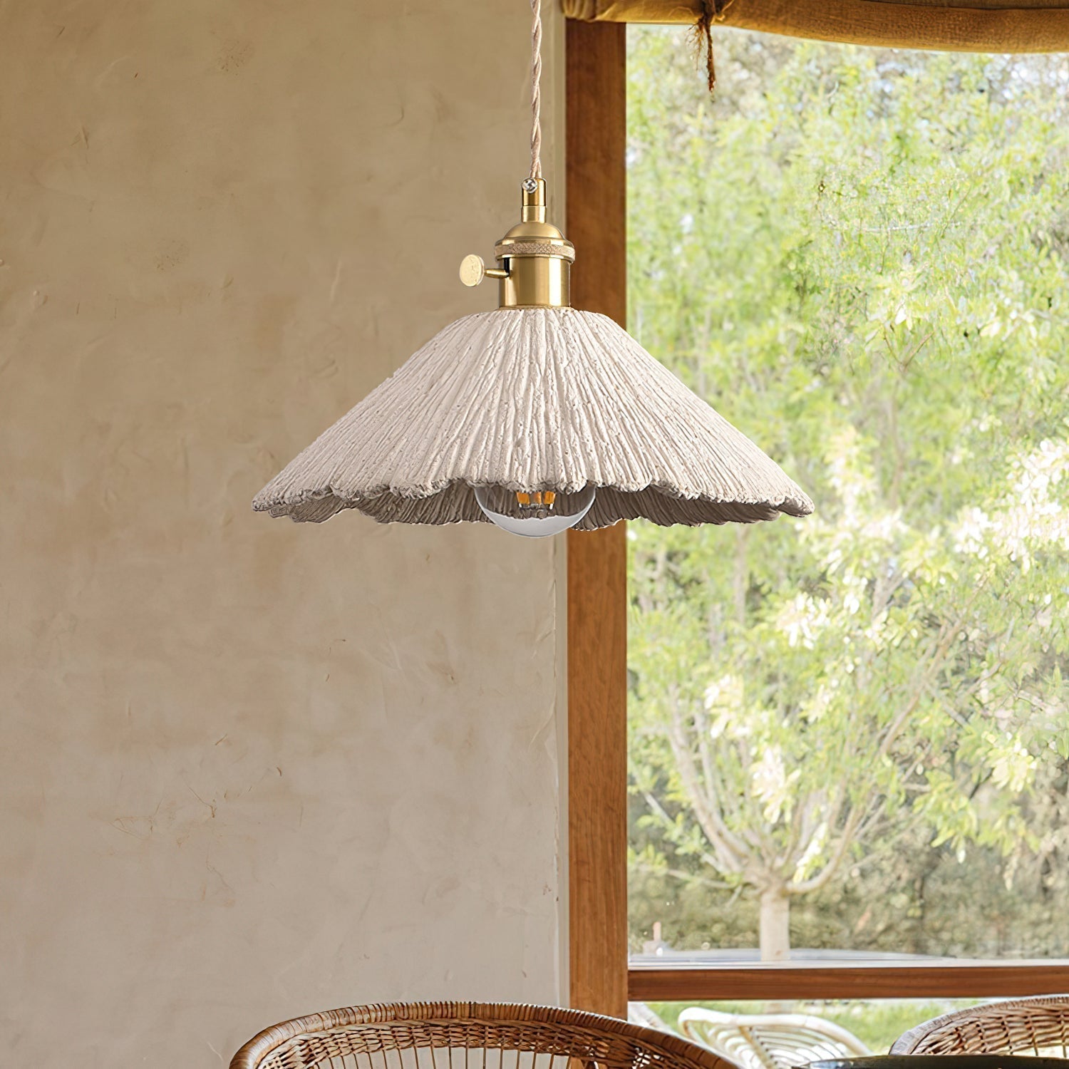 Microcement Lampe suspendue avec abat-jour en tissu réglable