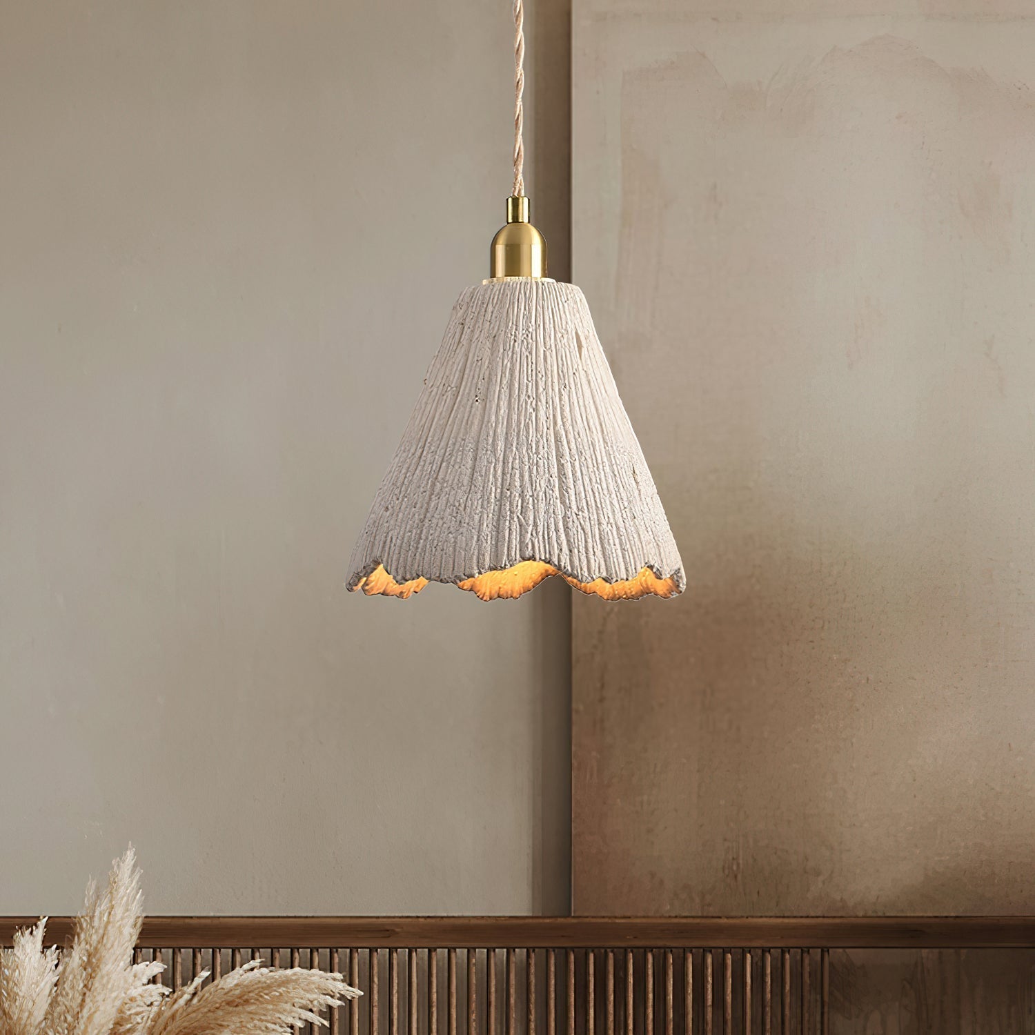 Microcement Lampe suspendue avec abat-jour en tissu réglable