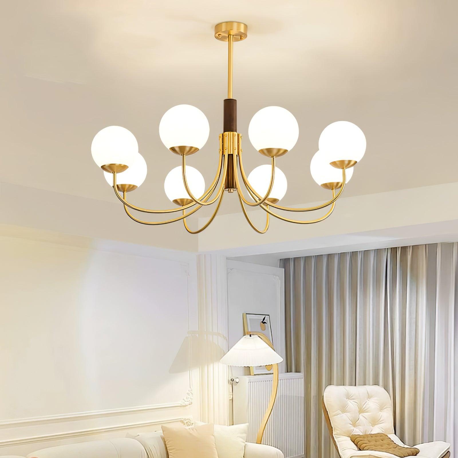Lustra Lustre Midas Touch Noyer Sphère Laiton