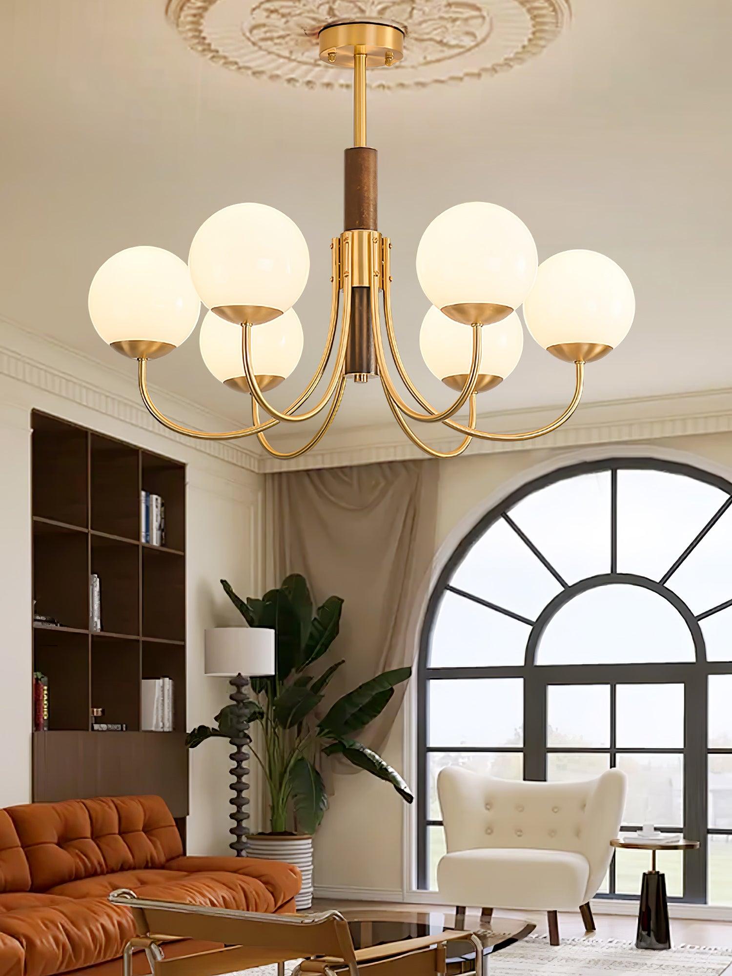 Lustra Lustre Midas Touch Noyer Sphère Laiton