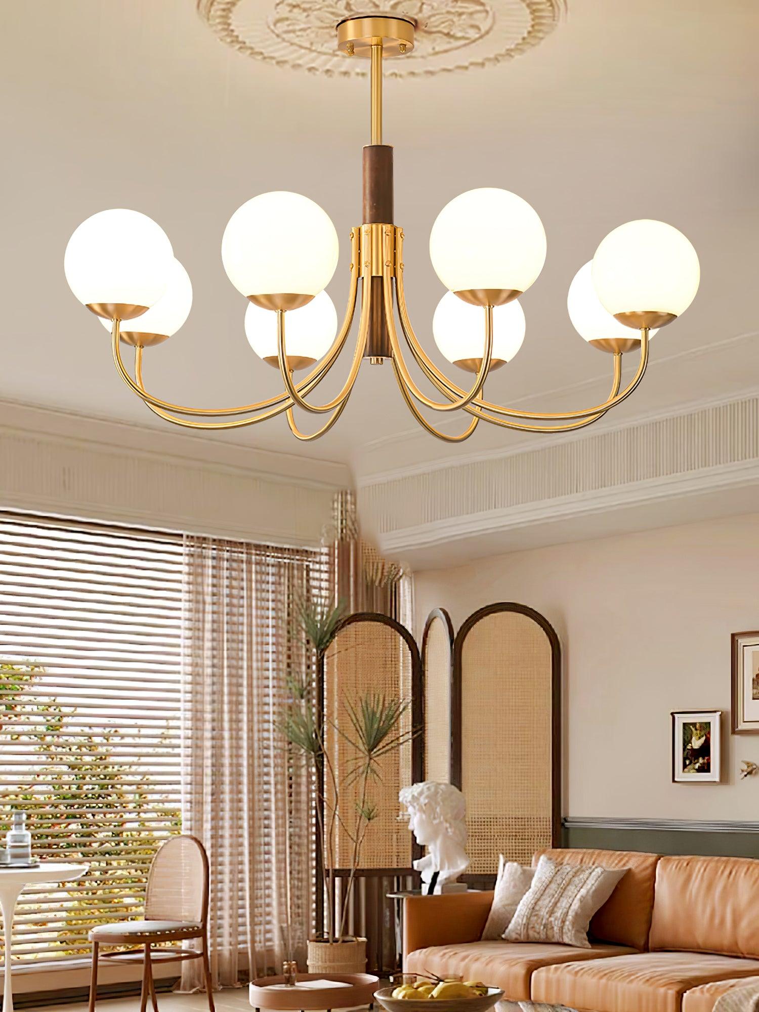Lustra Lustre Midas Touch Noyer Sphère Laiton