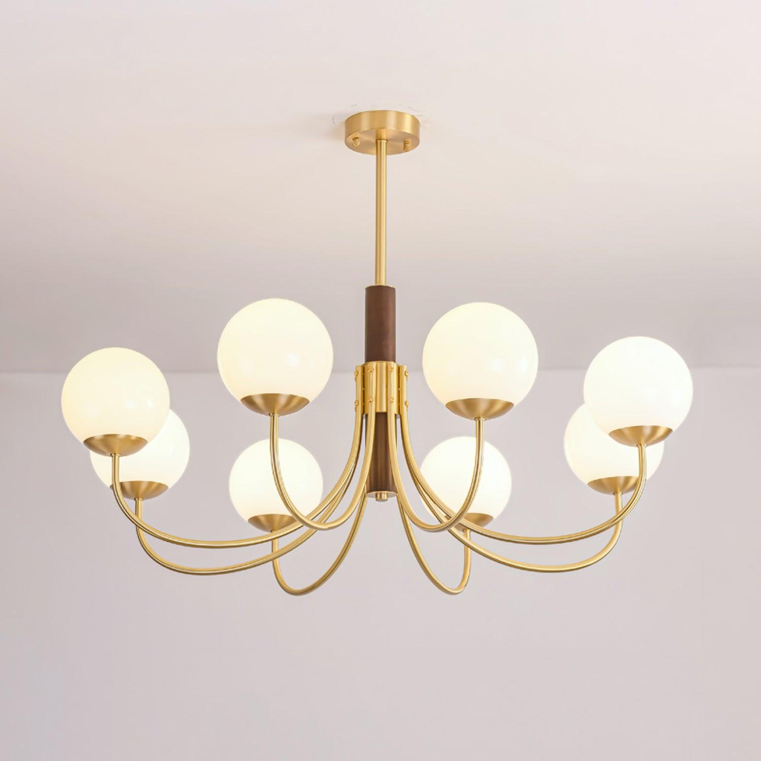 Lustra Lustre Midas Touch Noyer Sphère Laiton