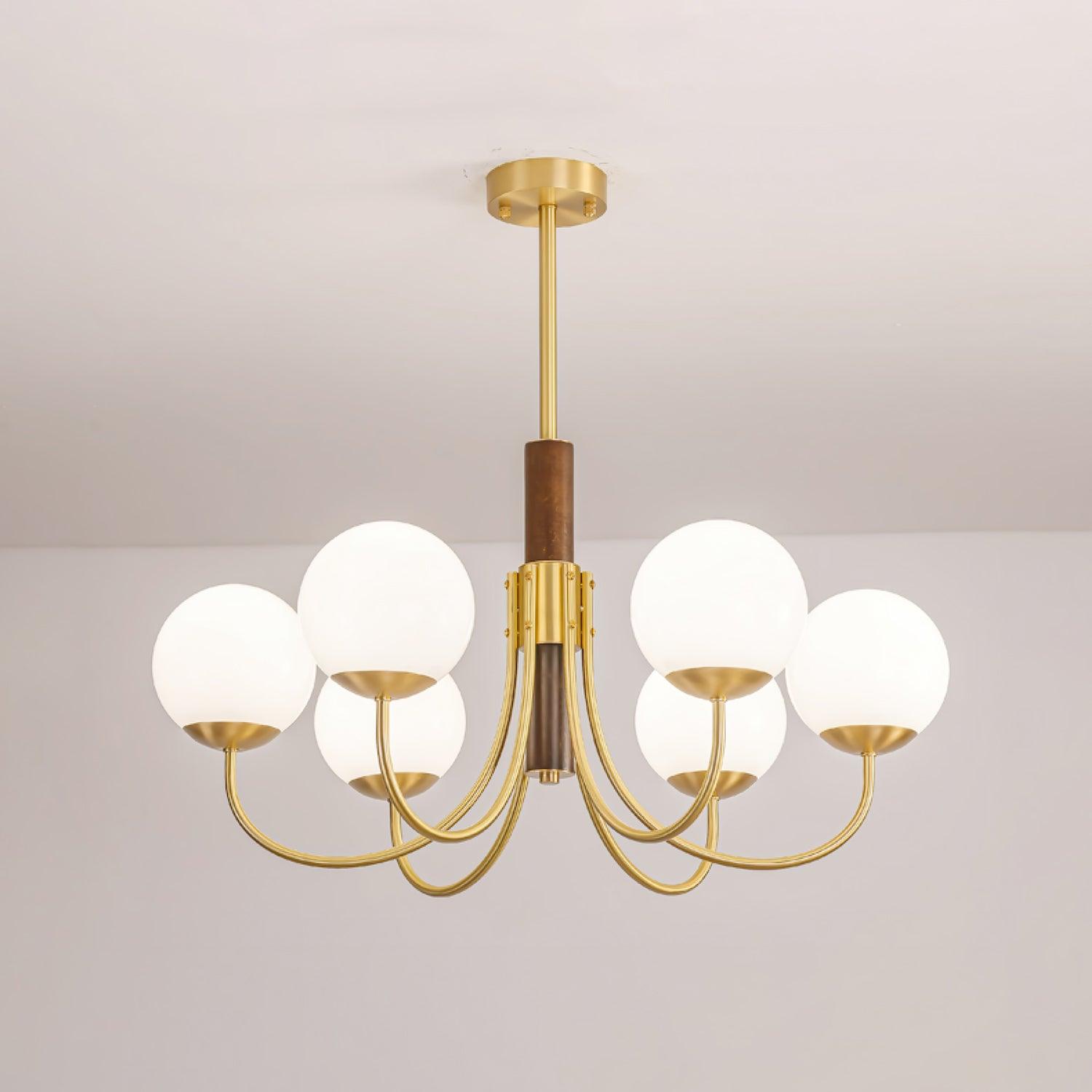 Lustra Lustre Midas Touch Noyer Sphère Laiton
