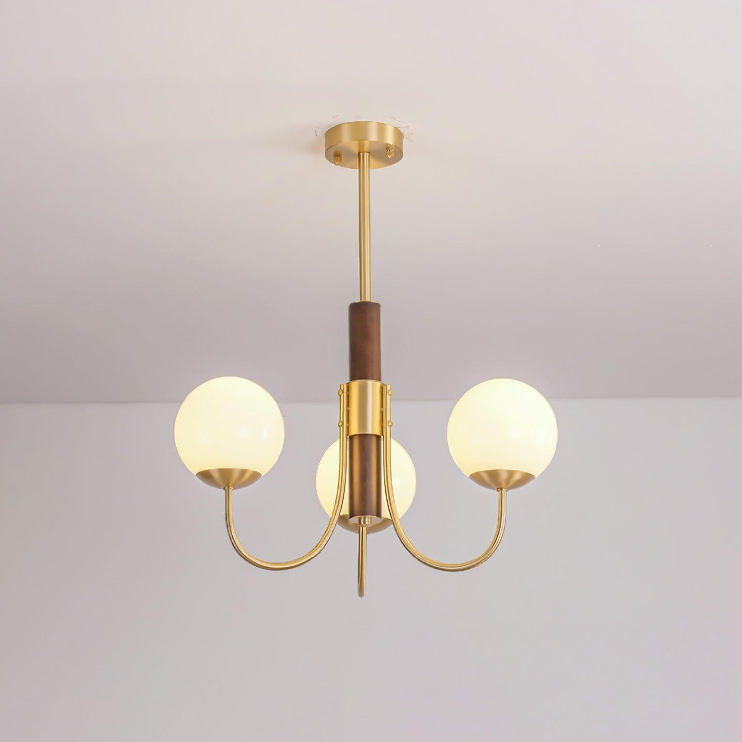 Lustra Lustre Midas Touch Noyer Sphère Laiton