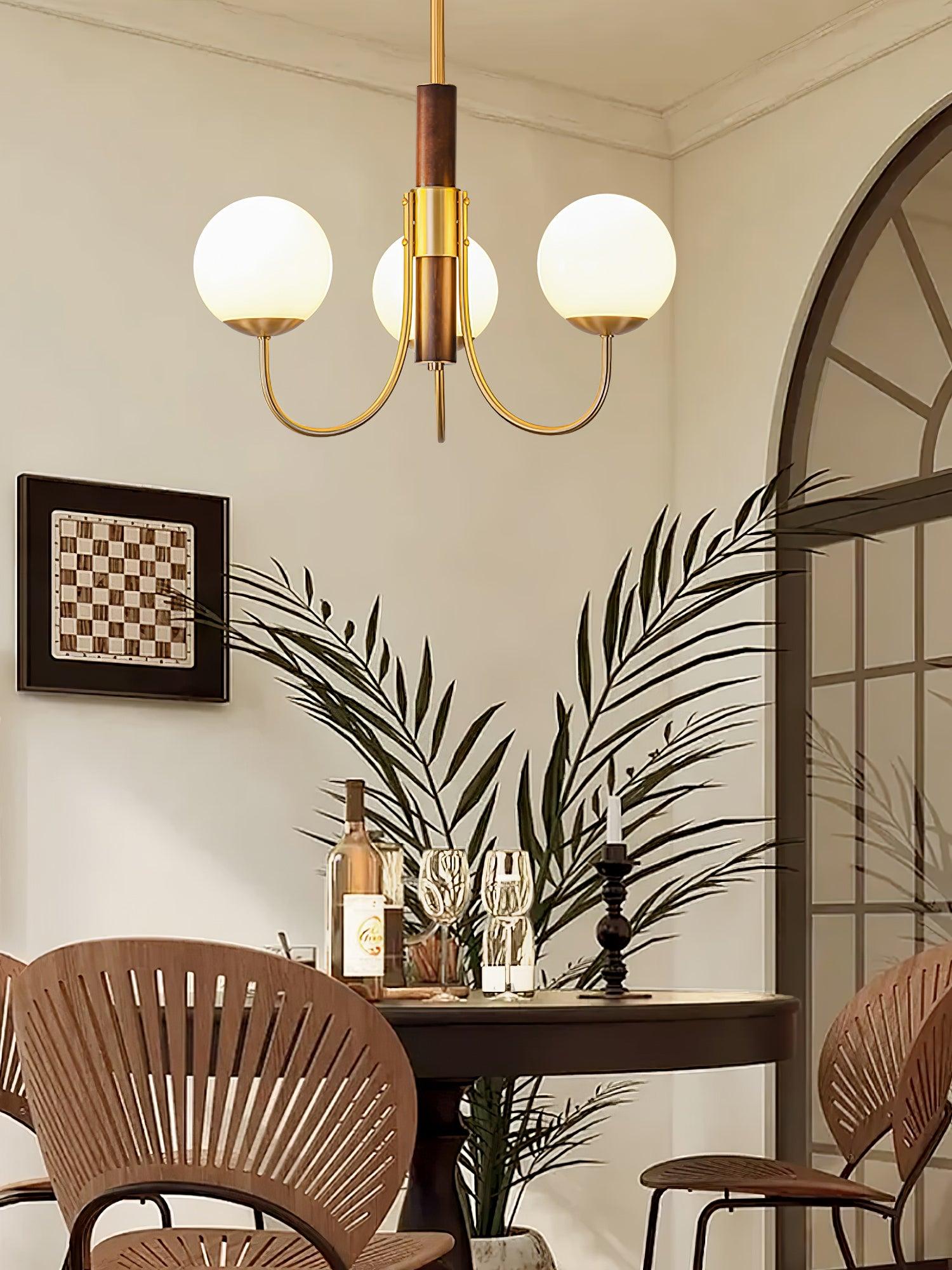 Lustra Lustre Midas Touch Noyer Sphère Laiton