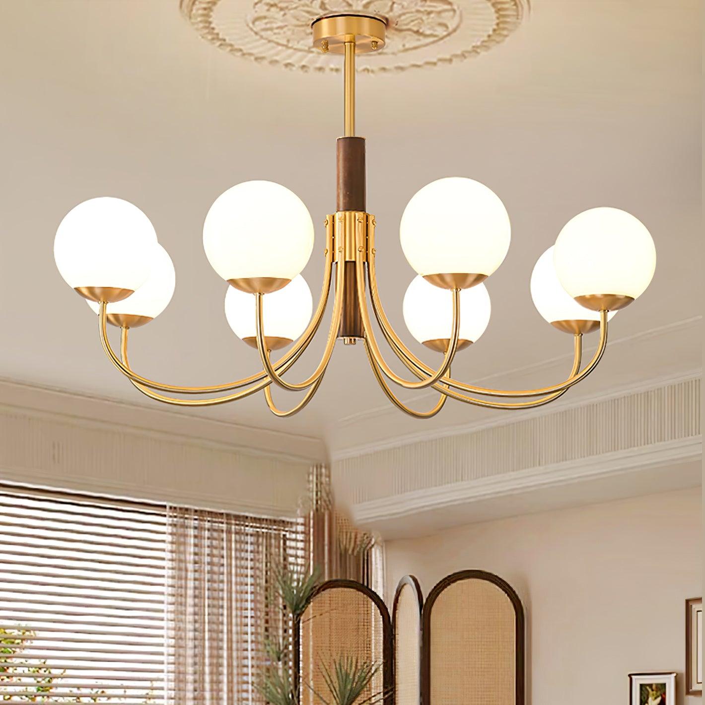 Lustra Lustre Midas Touch Noyer Sphère Laiton