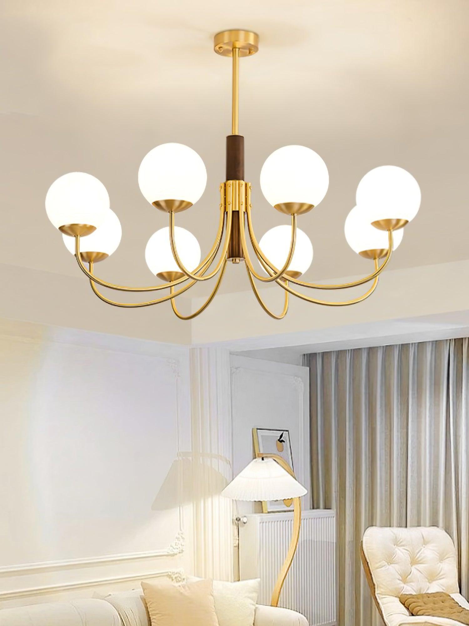 Lustra Lustre Midas Touch Noyer Sphère Laiton